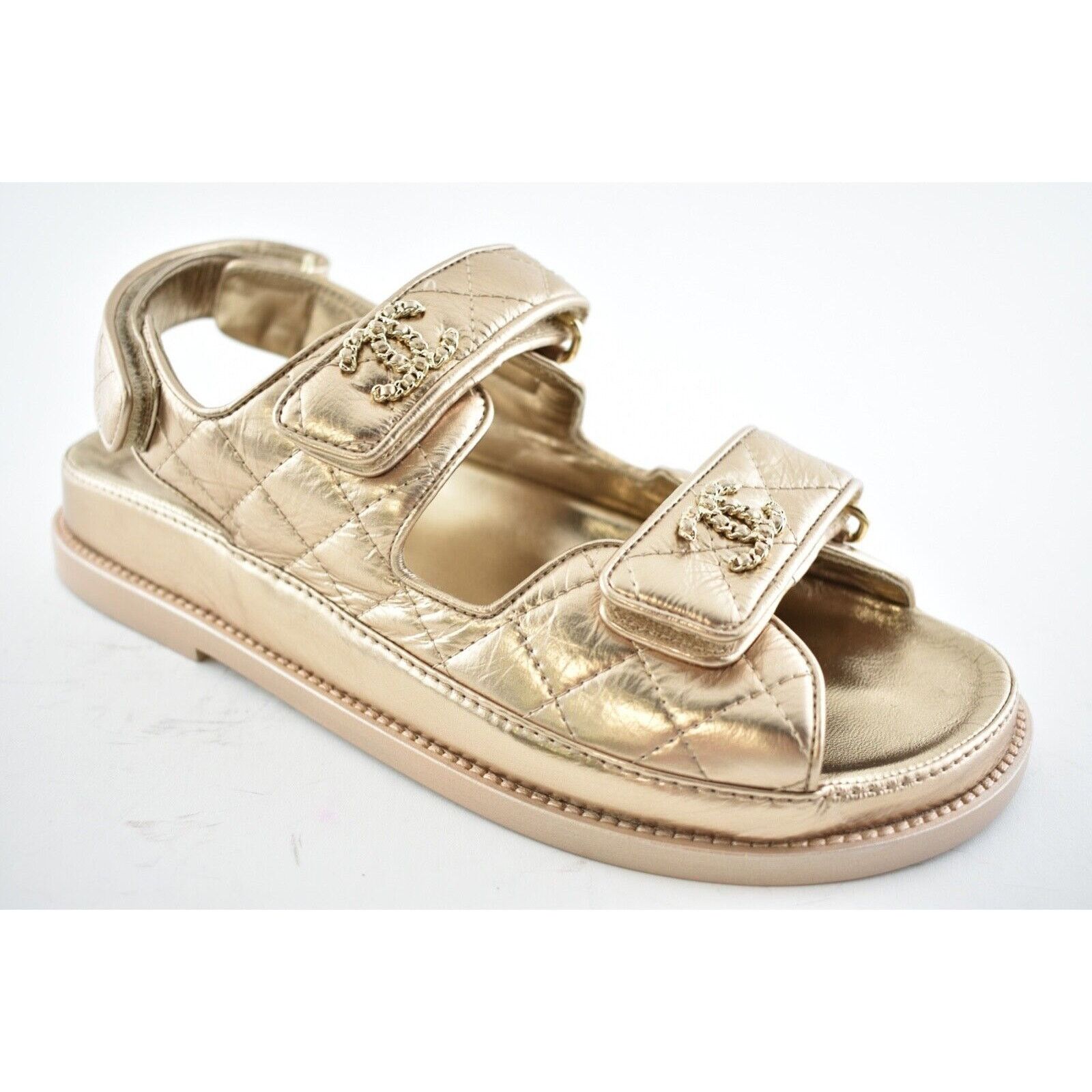 Chanel Chanel 21C Bronze Quilt Chain CC Logo Mule Slide Strap Flat Size US 6.5 / IT 36.5 - 4 Thumbnail