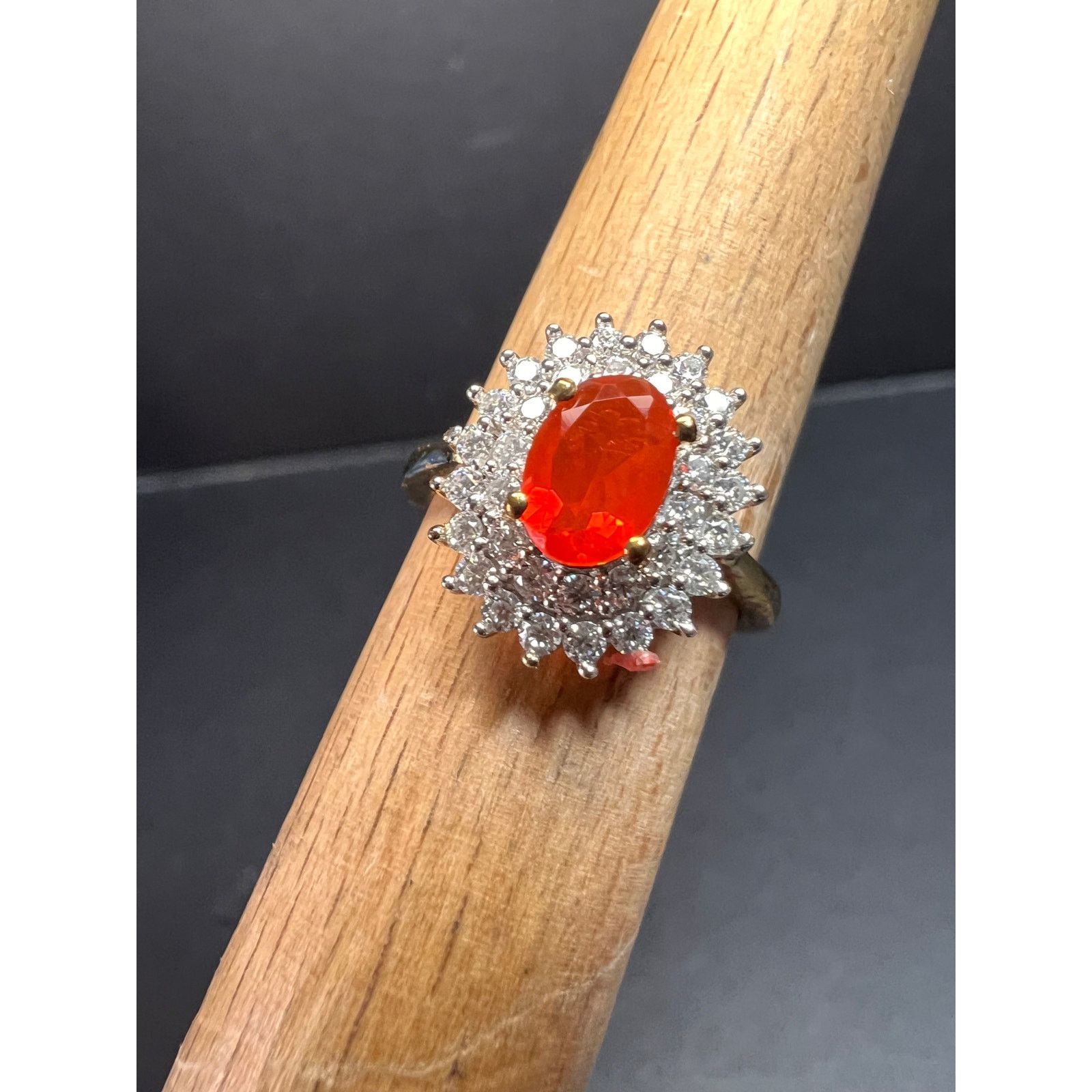 Other Mexican Cherry fire opal moissanite ring in vermeil size 5 Size ONE SIZE - 9 Thumbnail