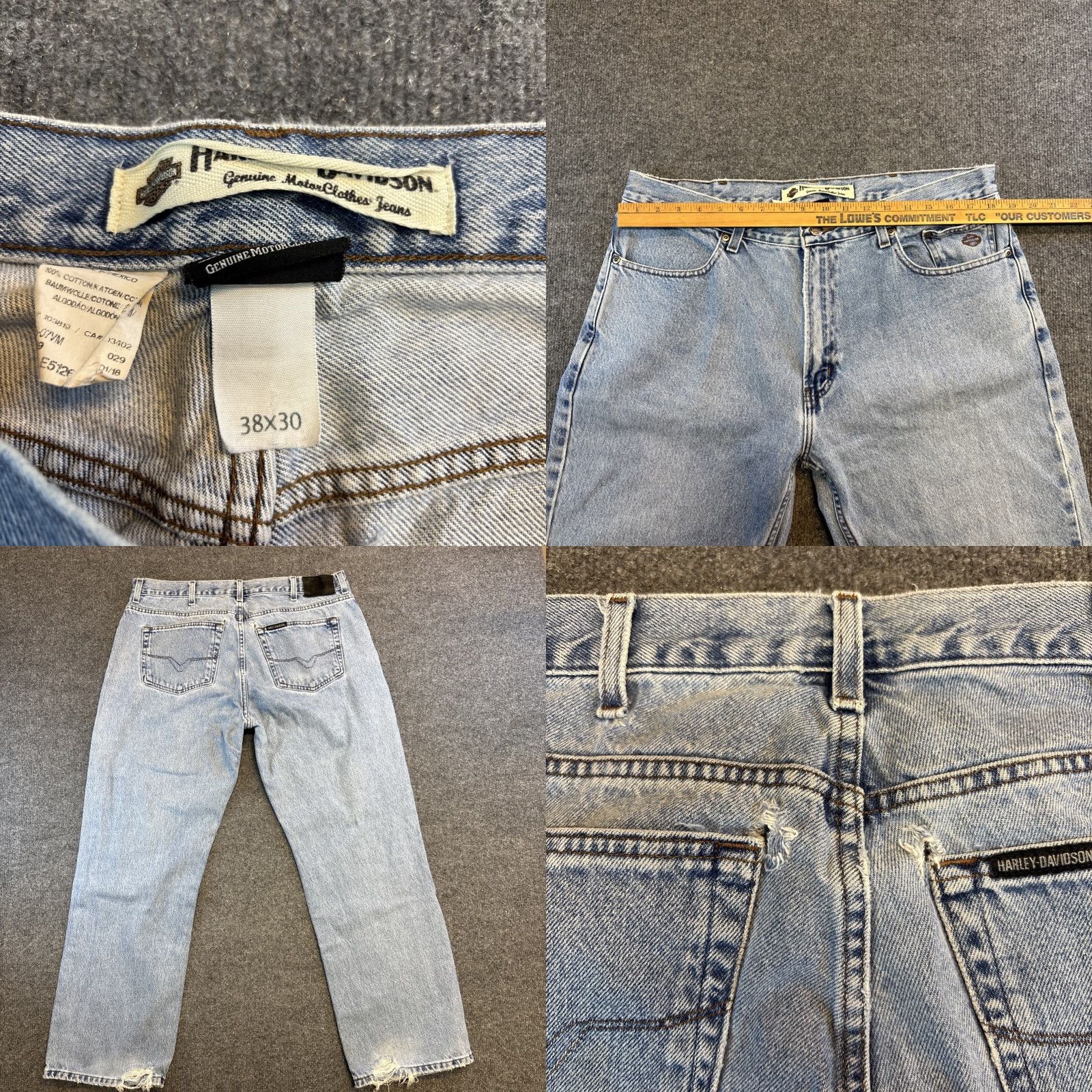 Harley Davidson Harley-Davidson Jeans Harley-Davidson Original Denim Blue 100% Cotton Bootcut Jeans 38x30 Mens Regular Twist Pockets Vintage No Size US 38 / EU 54 - 8 Thumbnail