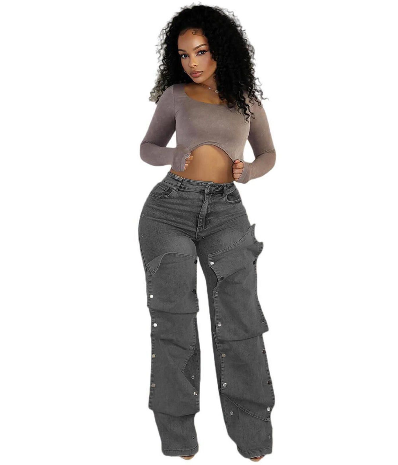 The Unbranded Brand Women's Button High Waist Straight Jeans Size US 32 / EU 48 - 4 Thumbnail