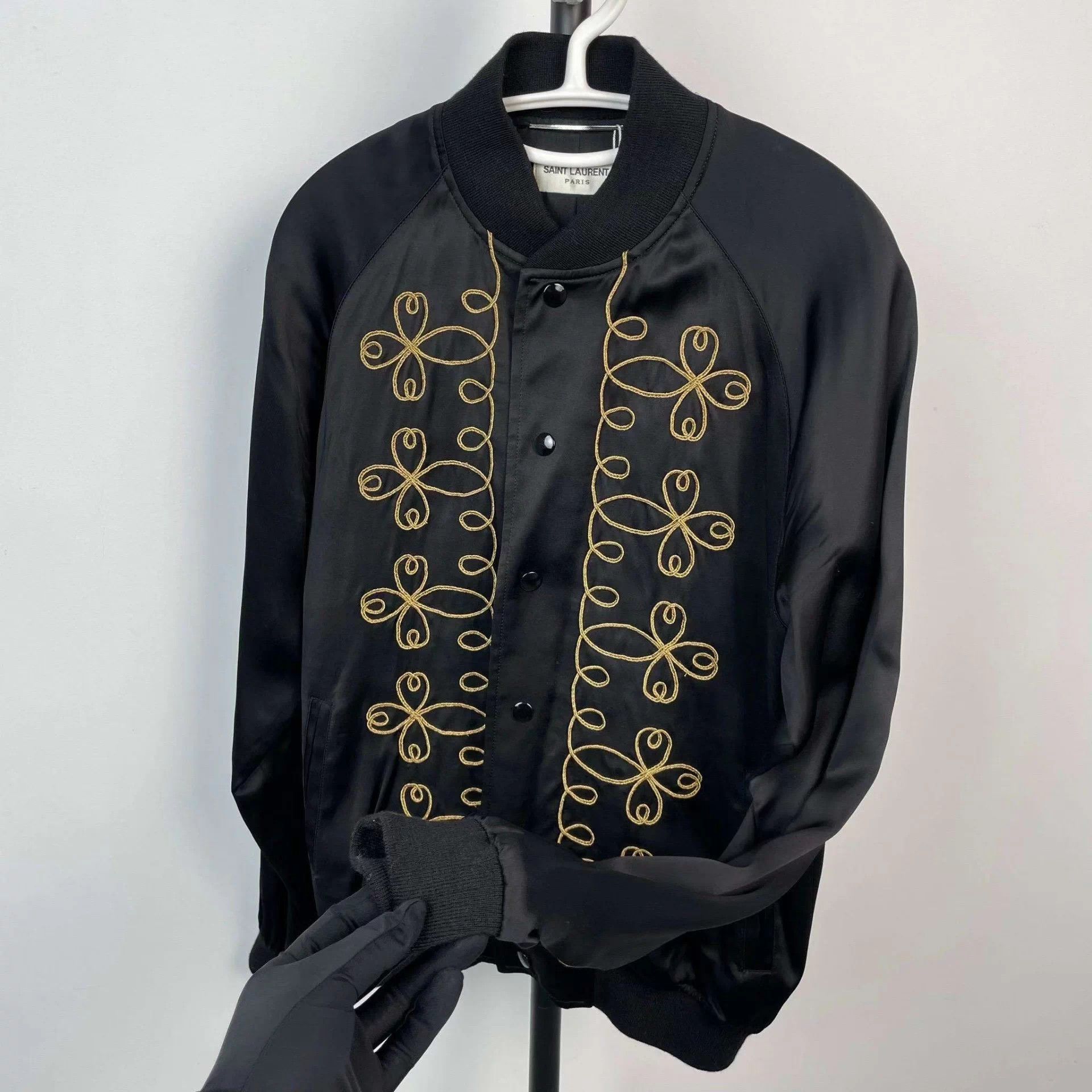 Saint Laurent Paris YSL Blend Baseball Jacket 175 Black Size US M / EU 48-50 / 2 - 2 Thumbnail