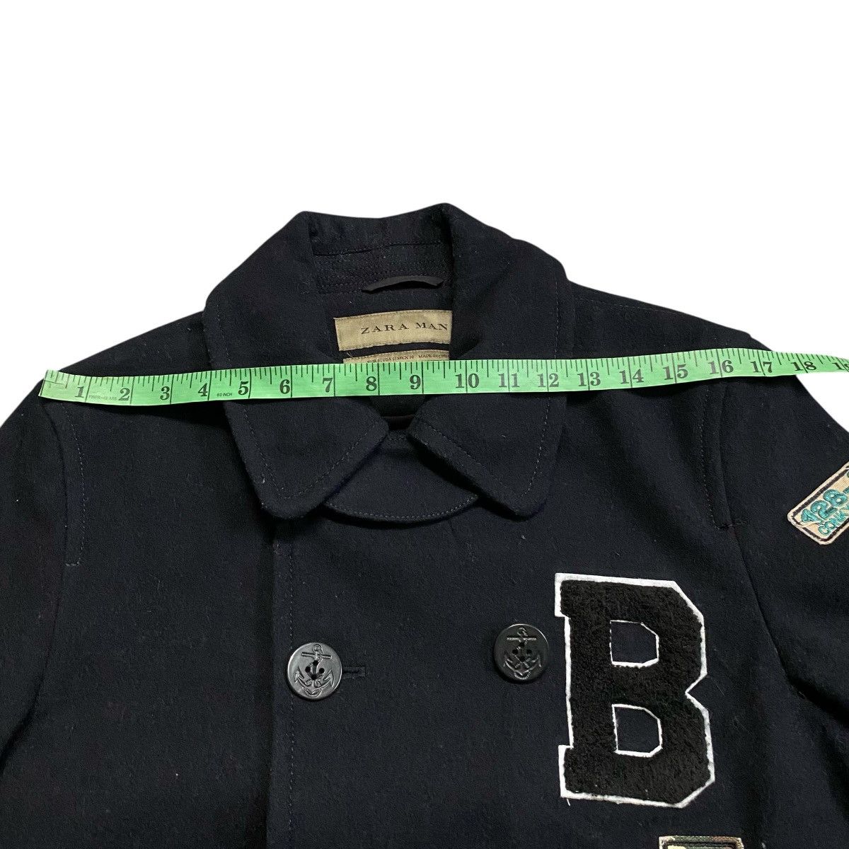 Other × Zara ZARA MAN Wool Heavy Peacoat With Patches S Size Size US S / EU 44-46 / 1 - 14 Thumbnail