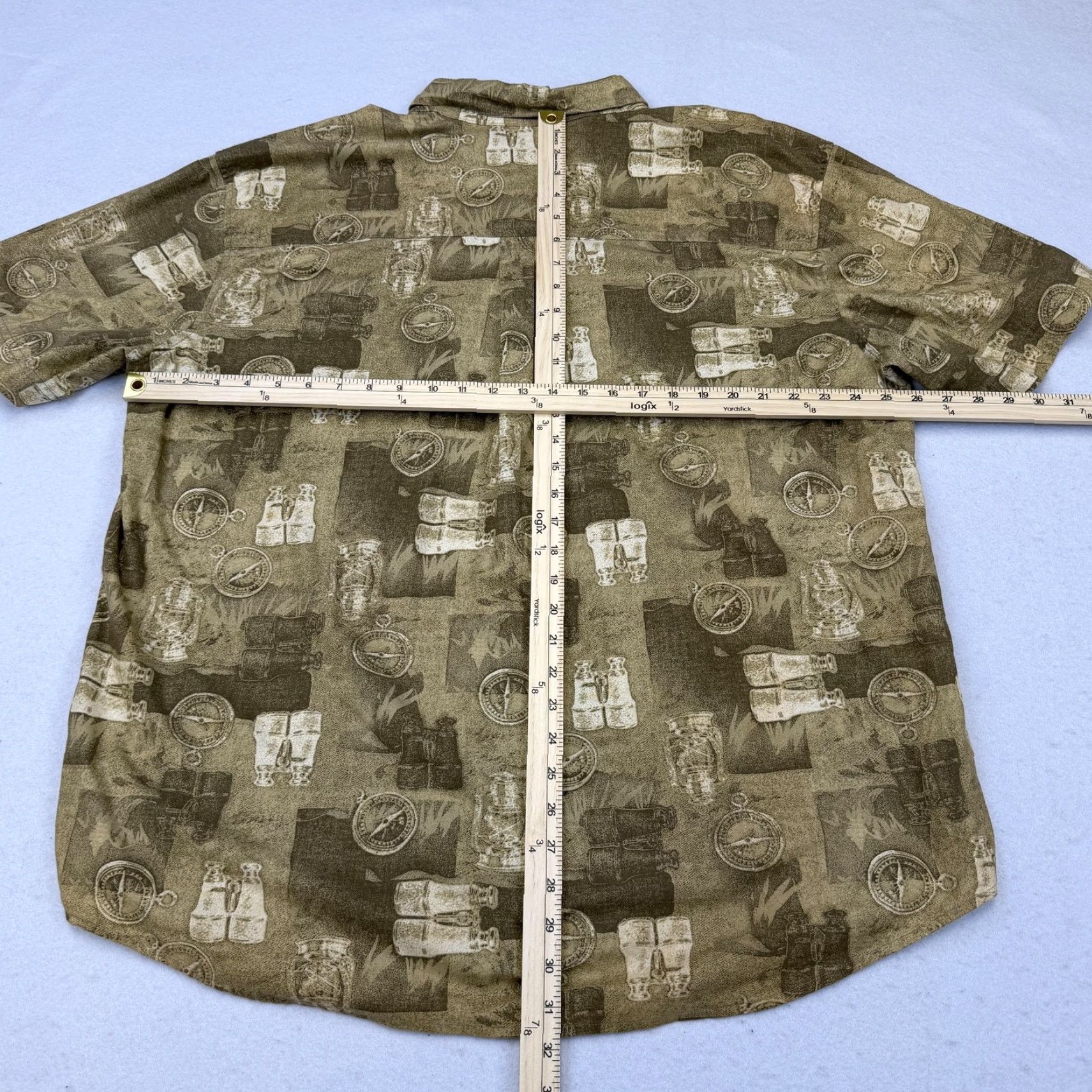 Vintage Woolrich Shirt Mens XL Brown Safari Outdoor Graphic Print Short Sleeve Button Up Size US XL / EU 56 / 4 - 6 Thumbnail