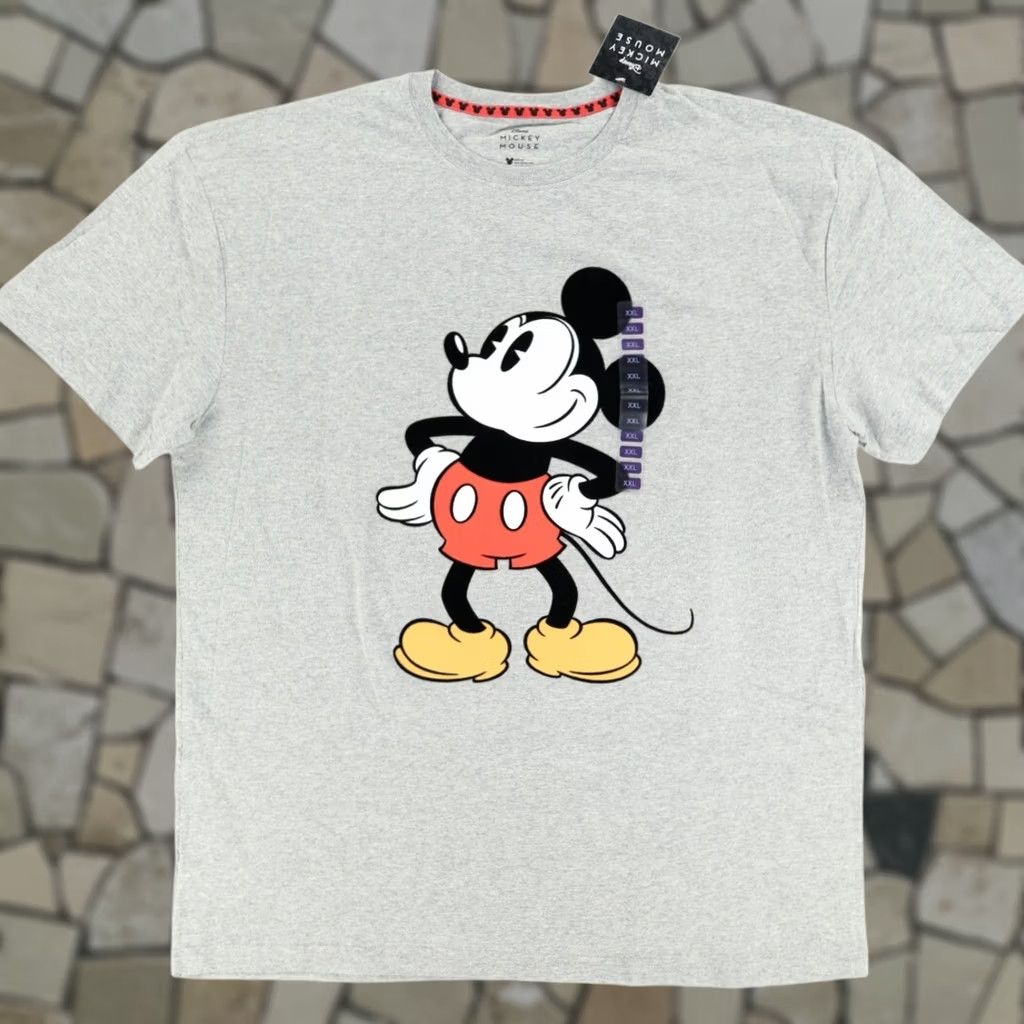 Disney Disney Mickey Mouse Felt Graphic Solid T-Shirt Gray Men's 2XL Size US XXL / EU 58 / 5 - 1 Thumbnail