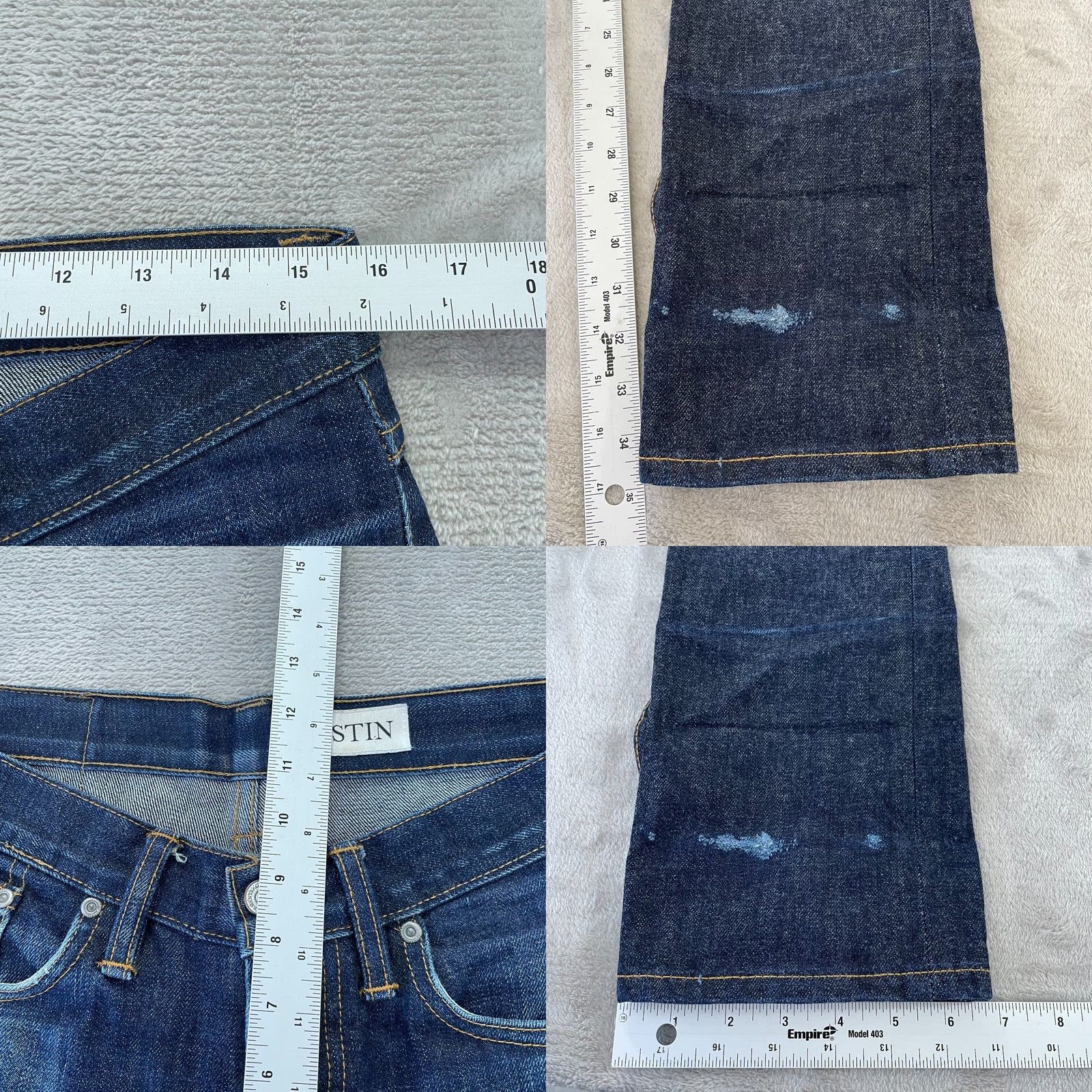 Gustin Gustin Jeans Men 30 Slim Denim Raw Blue Distressed Selvedge Button Fly 5-Pocket Pants Size US 30 / EU 46 - 10 Thumbnail