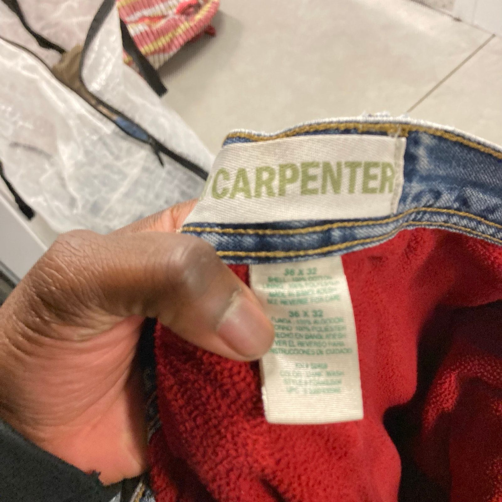 Vintage Baggy Y2K thermal lined patchwork carpenter Jeans 36x32 Size US 36 / EU 52 - 3 Thumbnail