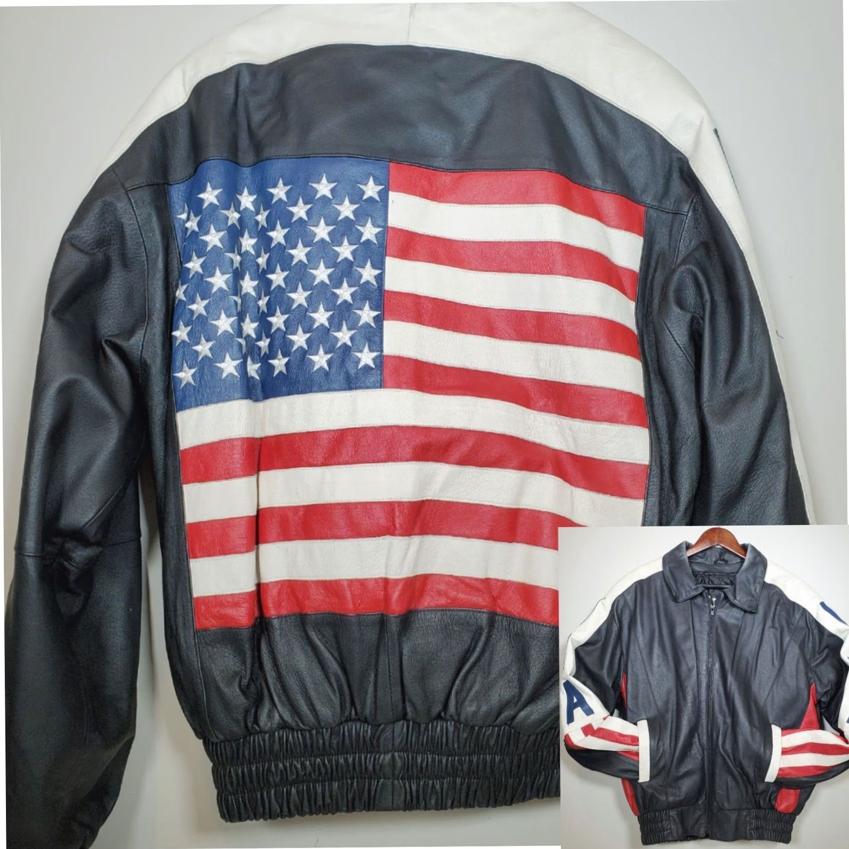 Vintage VINTAGE WILDA Jacket Full Zip American Flag Leather Men's M 90s Patriotic Size US M / EU 48-50 / 2 - 2 Thumbnail