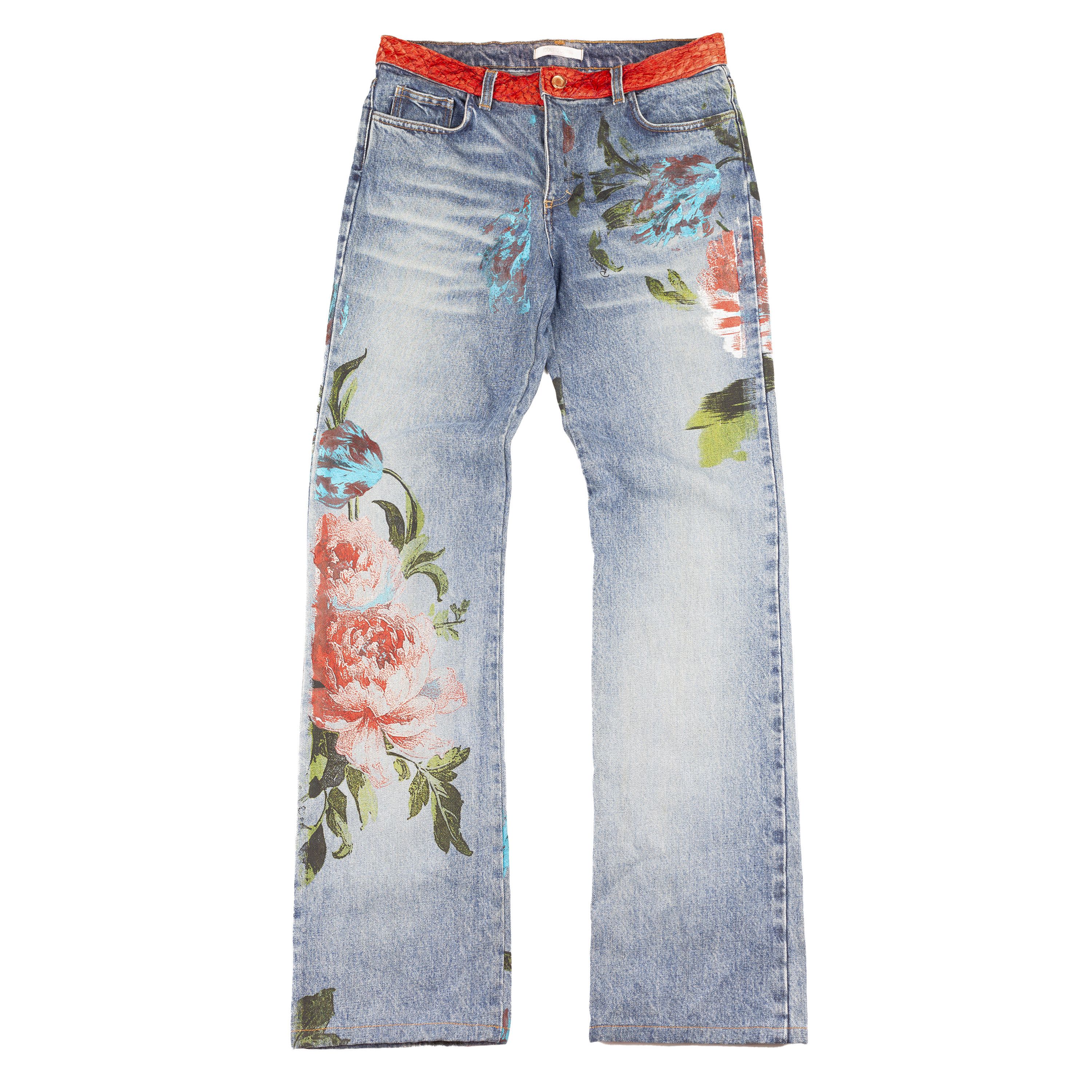 Roberto Cavalli Roberto Cavalli Flower Print Denim Vintage Jeans (M) Size US 28 / EU 44 - 1 Thumbnail