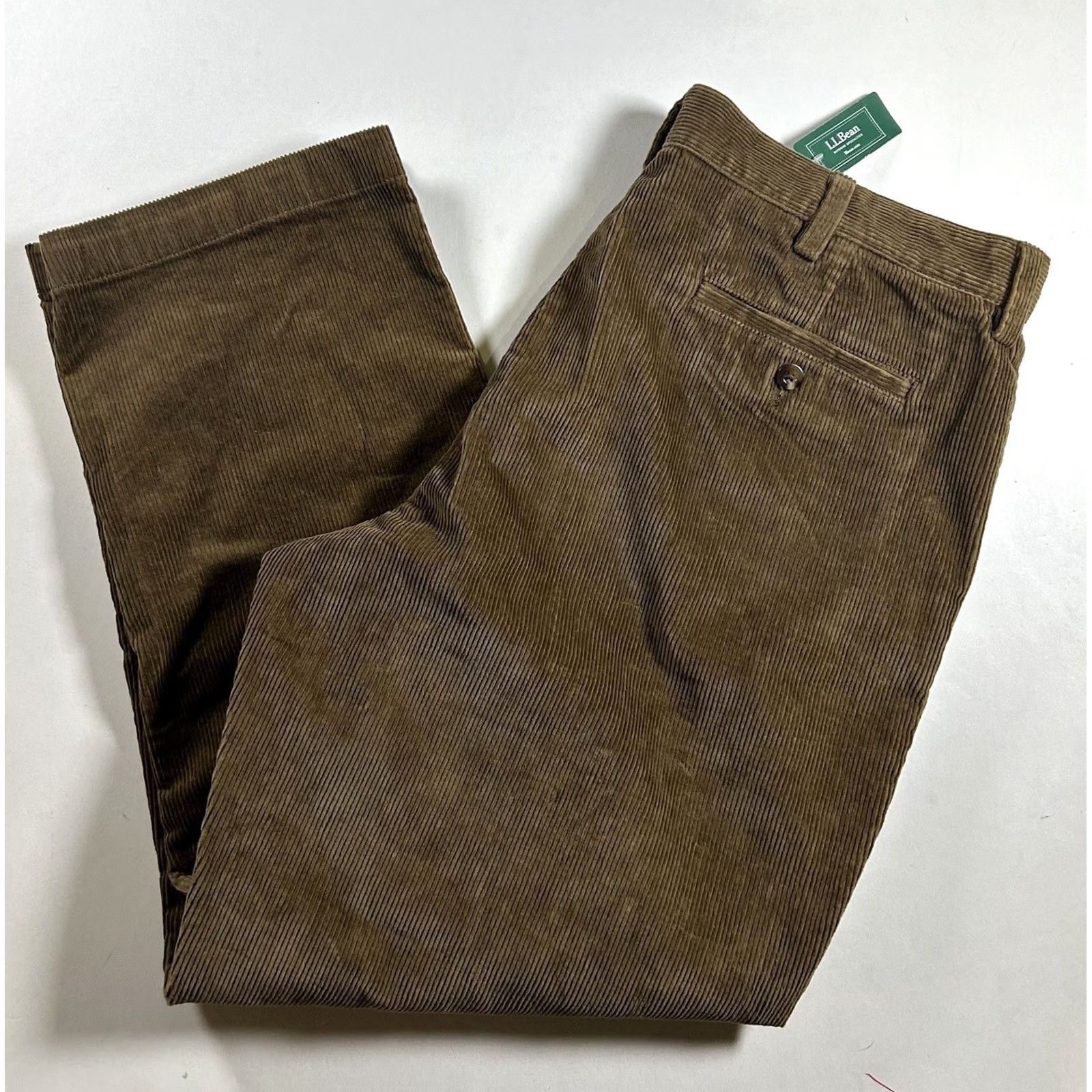 Vintage L.L. Bean Men's Corduroy Pants 38x29 Brown Khaki Comfort Waist Casual Straight Leg Regular Fit Flat Front NWT Size US 38 / EU 54 - 2 Thumbnail