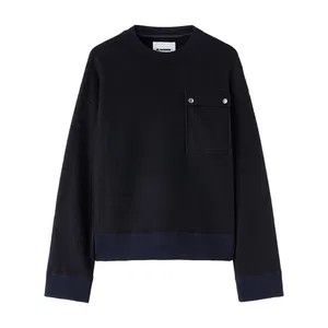 Jil Sander o1loc1c1124 Crew Neck Top With Ribbed Hems in Black Size US L / EU 52-54 / 3 - 1 Thumbnail