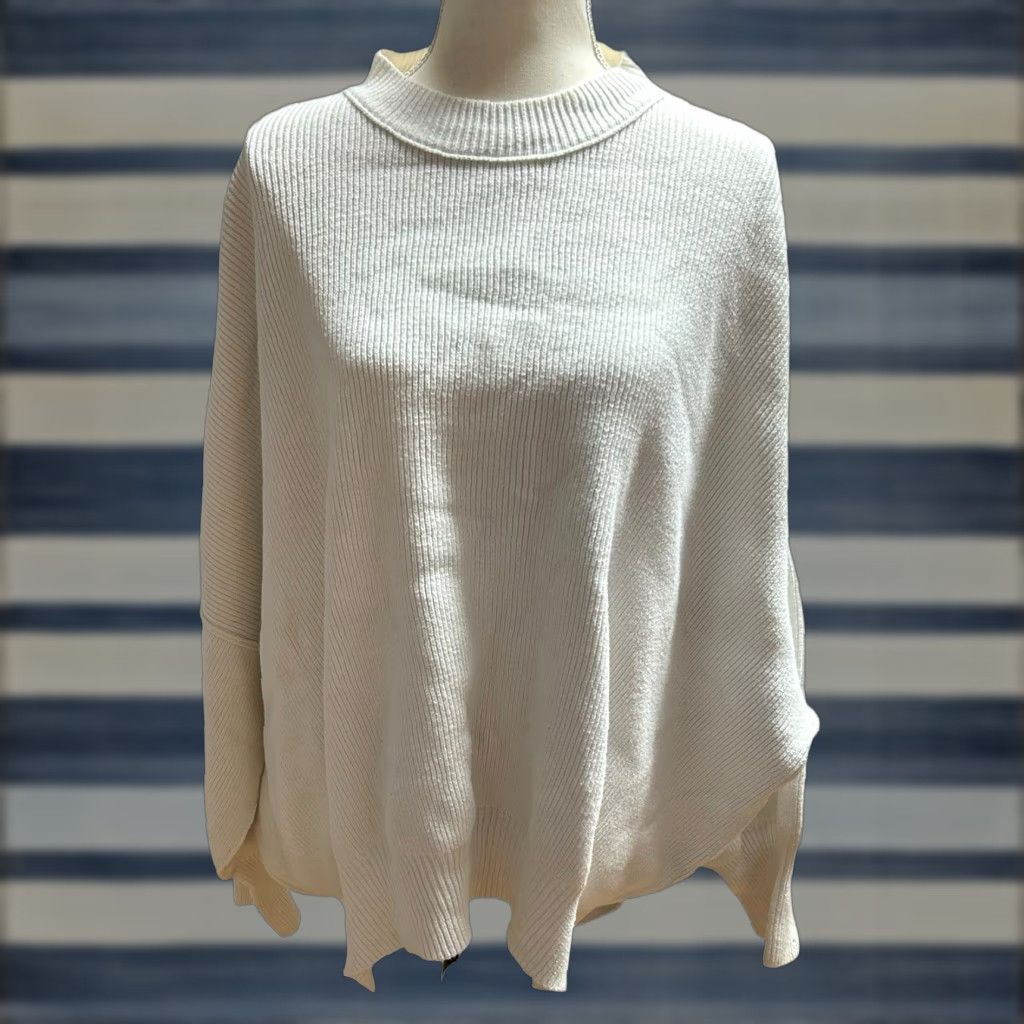 Free People Free People Womens Cotton Long Sleeve Cropped Boxy Sweater White Size Large Read Size L / US 10 / IT 46 - 1 Thumbnail