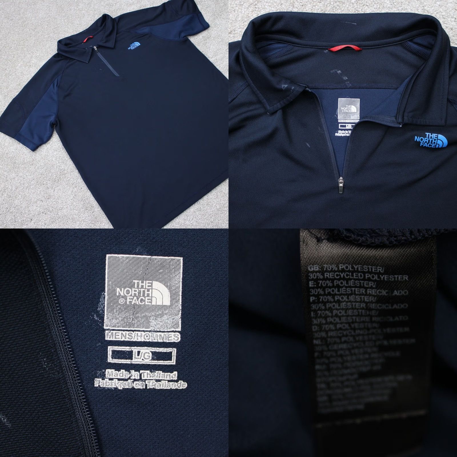 The North Face The North Face Polo Shirt Mens Large Blue 1/2 Zip FlashDry Poly S/S Pullover Shirt Size US L / EU 52-54 / 3 - 8 Thumbnail