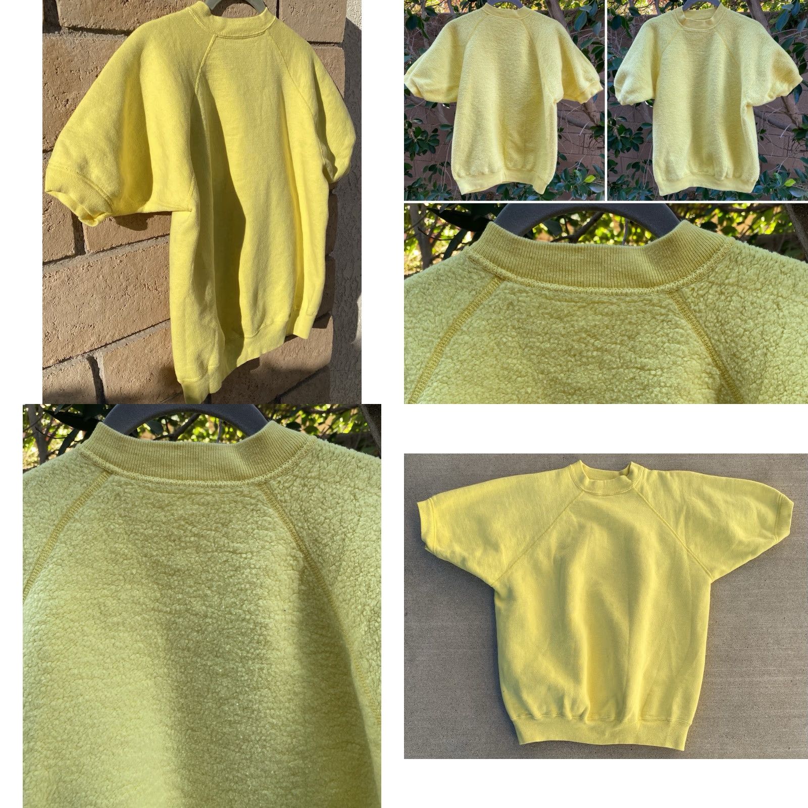 Vintage VINTAGE Yellow Raglan Short Sleeve Sweatshirt Athletic Solid Crew Neck Men One Size Cotton Rockabilly Retro 1960s 1970s Size US M / EU 48-50 / 2 - 8 Thumbnail