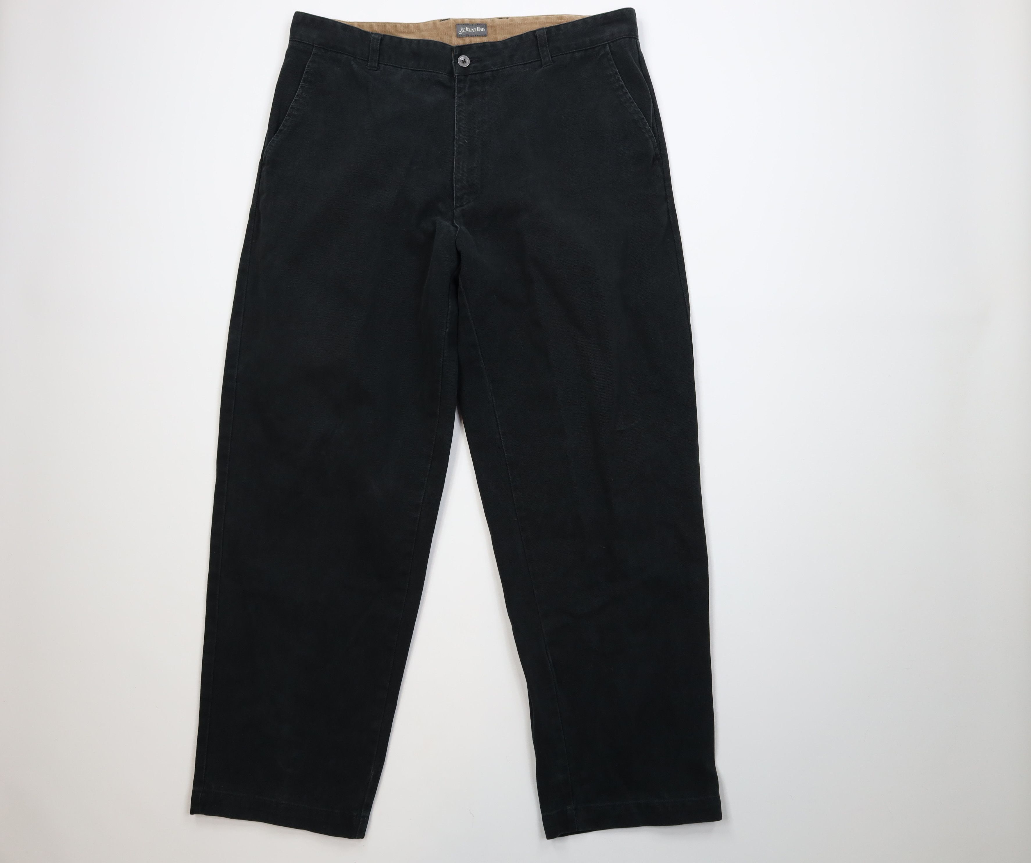Vintage Vintage 90s Streetwear Wide Leg Twill Pants Trousers Black Size US 38 / EU 54 - 1 Thumbnail