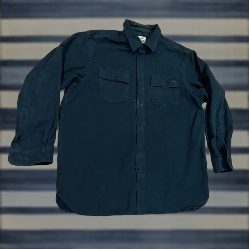 Vintage VINTAGE LL Bean Shirt Chamois Cloth Green Heavy Cotton 187923 Men’s XL Size Long Sleeve Button-Up Collared Casual Working Outdoors Mens Size US XL / EU 56 / 4 - 1 Thumbnail