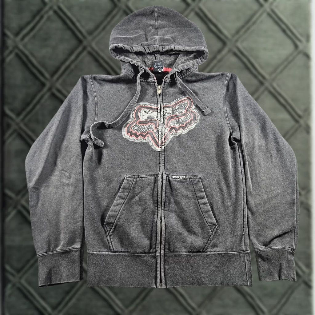 Fox Racing VINTAGE Fox Full Zip Hoodie Mens S Black Grunge Racing 90s Y2K Cyber Size US S / EU 44-46 / 1 - 1 Thumbnail