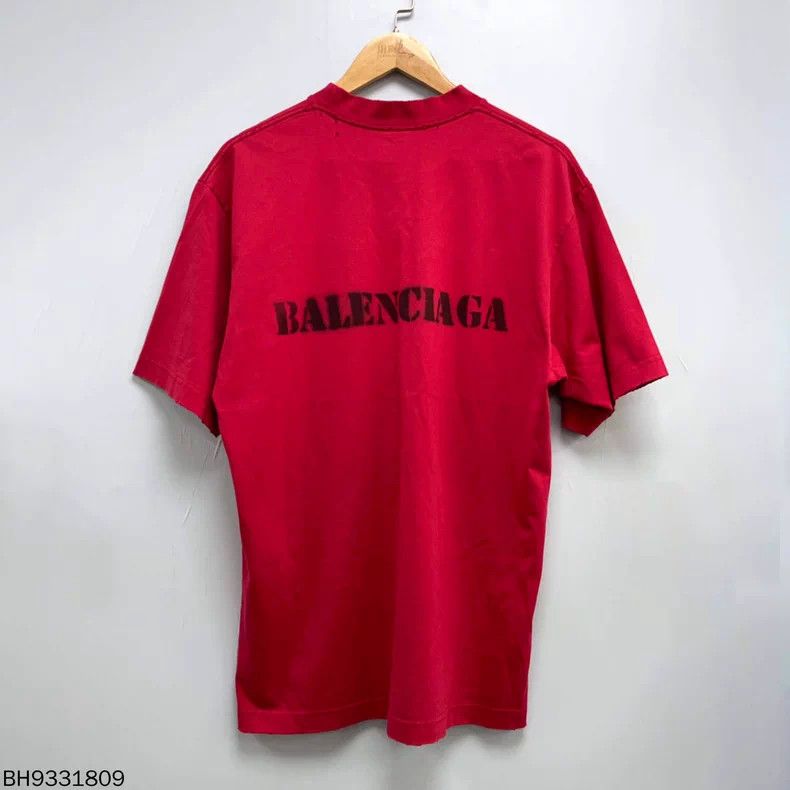 Balenciaga Solid Color Cotton Printed Short Sleeve