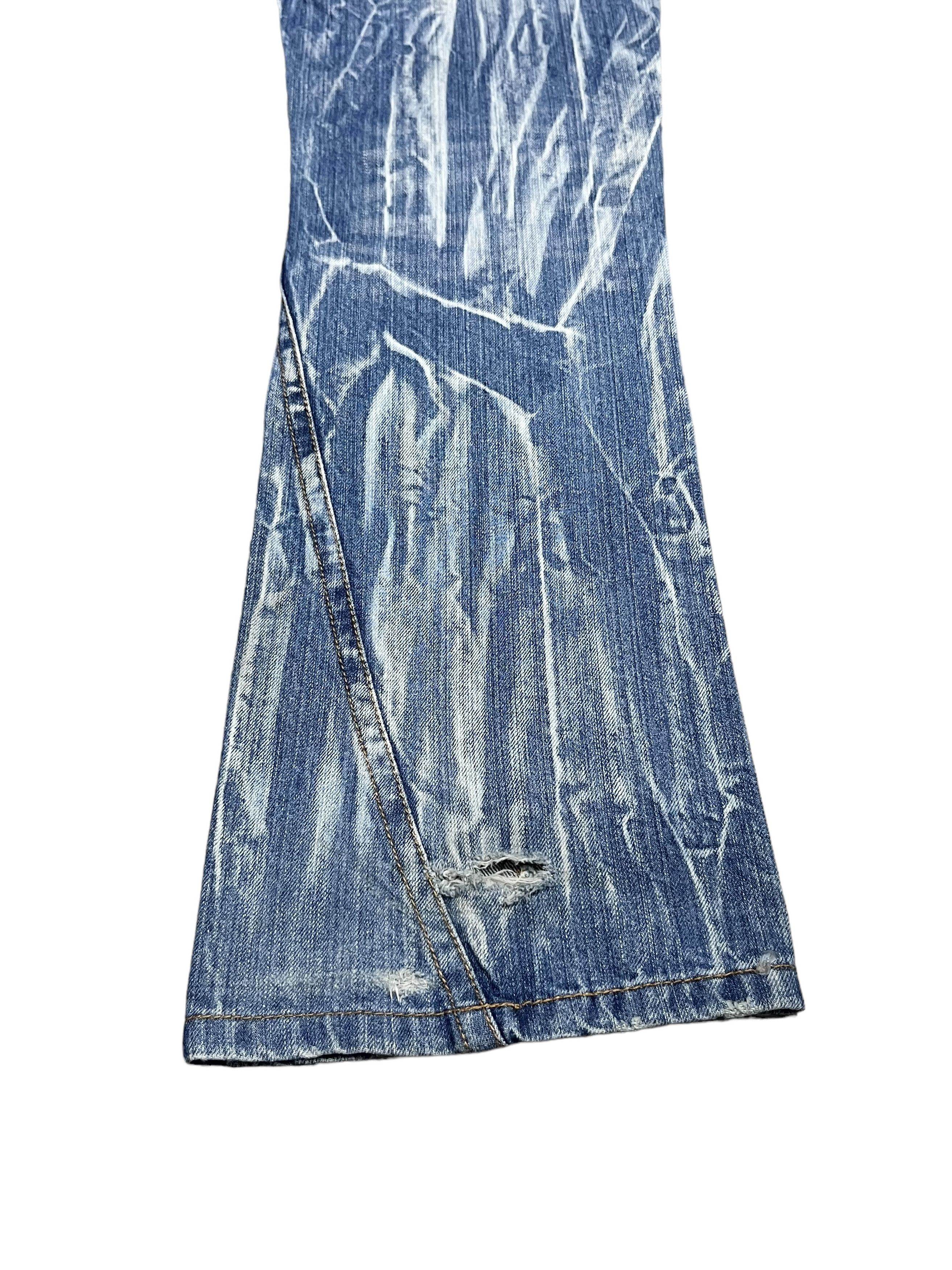 If Six Was Nine × Signal Sport SICK🔥PUNK Thunder Lightning Whiskered Acid Wash Flare Jeans Size US 31 - 9 Thumbnail