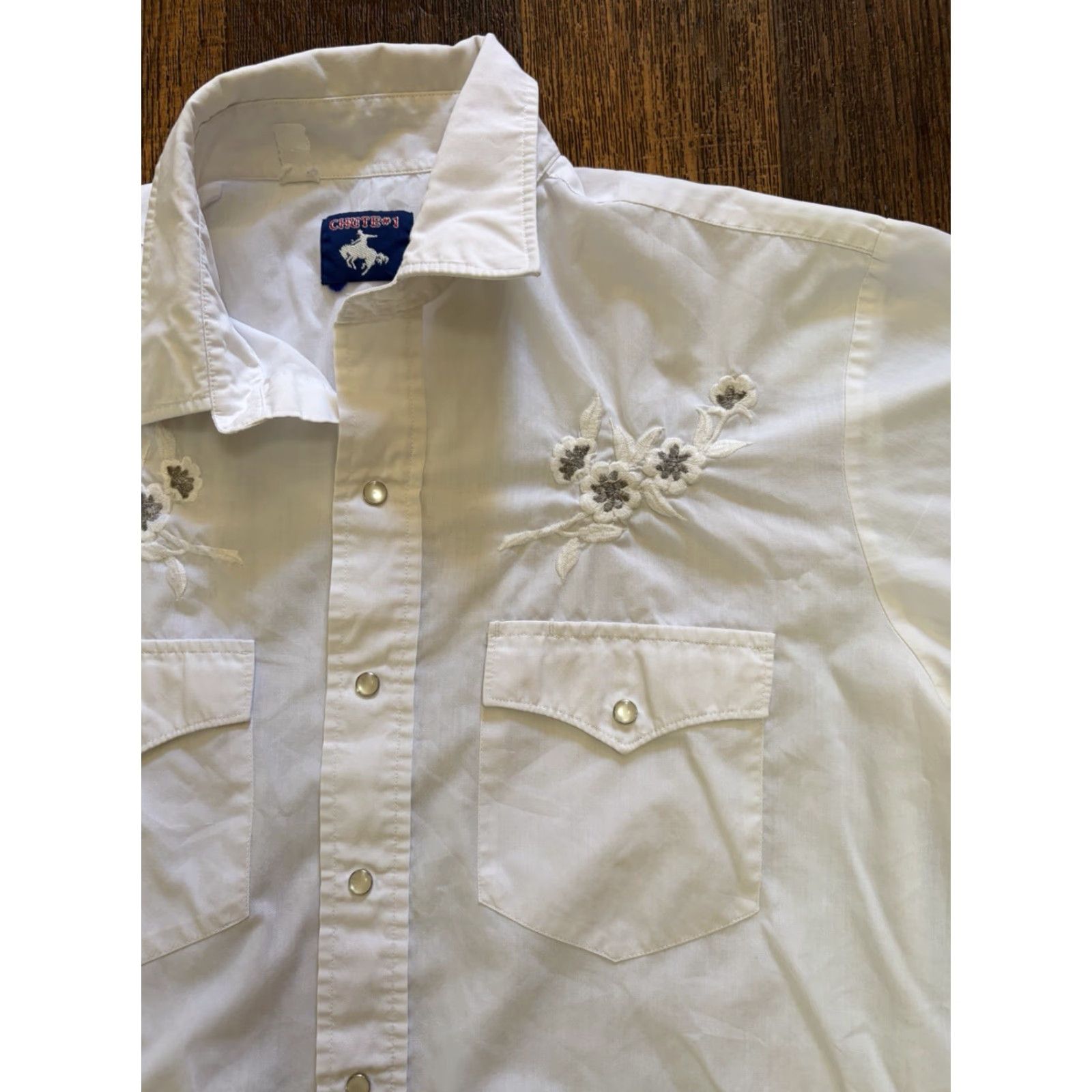 Vintage Chute #1 Men’s Western Shirt White Embroidered XL Collared Snap Button-Up Cowboy Rockabilly Vintage Size US XL / EU 56 / 4 - 2 Thumbnail