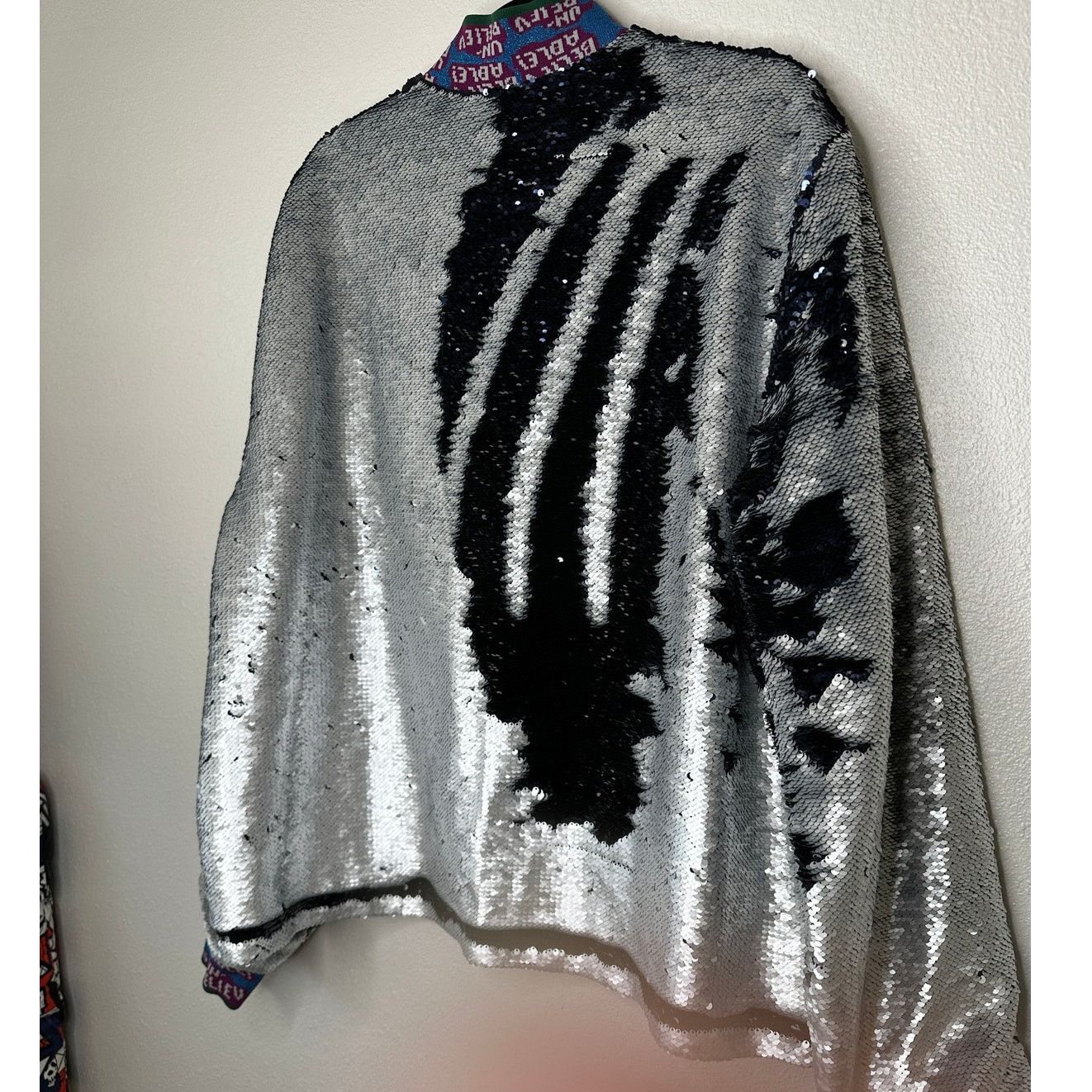 Libertine Libertine Silver Black Sequin Long Sleeve Bomber Jacket XL Size XL / US 12-14 / IT 48-50 - 3 Thumbnail