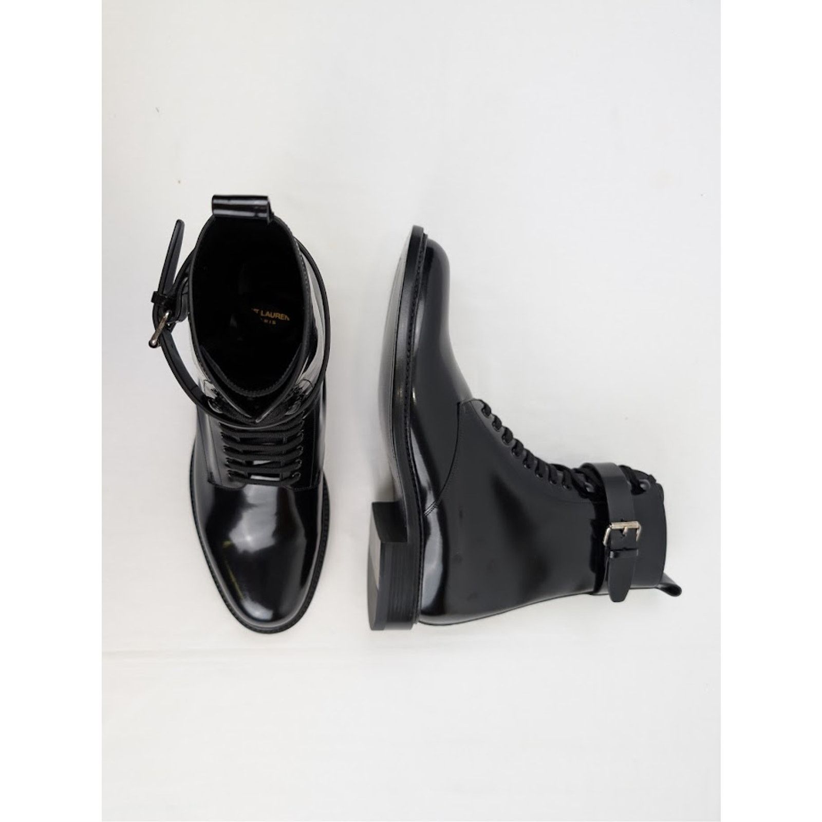 Saint Laurent Paris o1rshd1 Army 20 Lace Up Boots in Nero Size US 12 / EU 45 - 1 Thumbnail