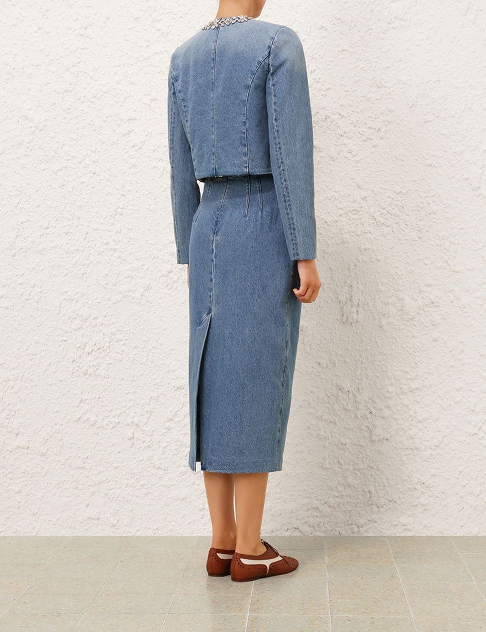Zimmermann oc11z1025 Crush Embellished Denim Skirt in Blue Size 34" / US 12 / IT 48 - 4 Thumbnail