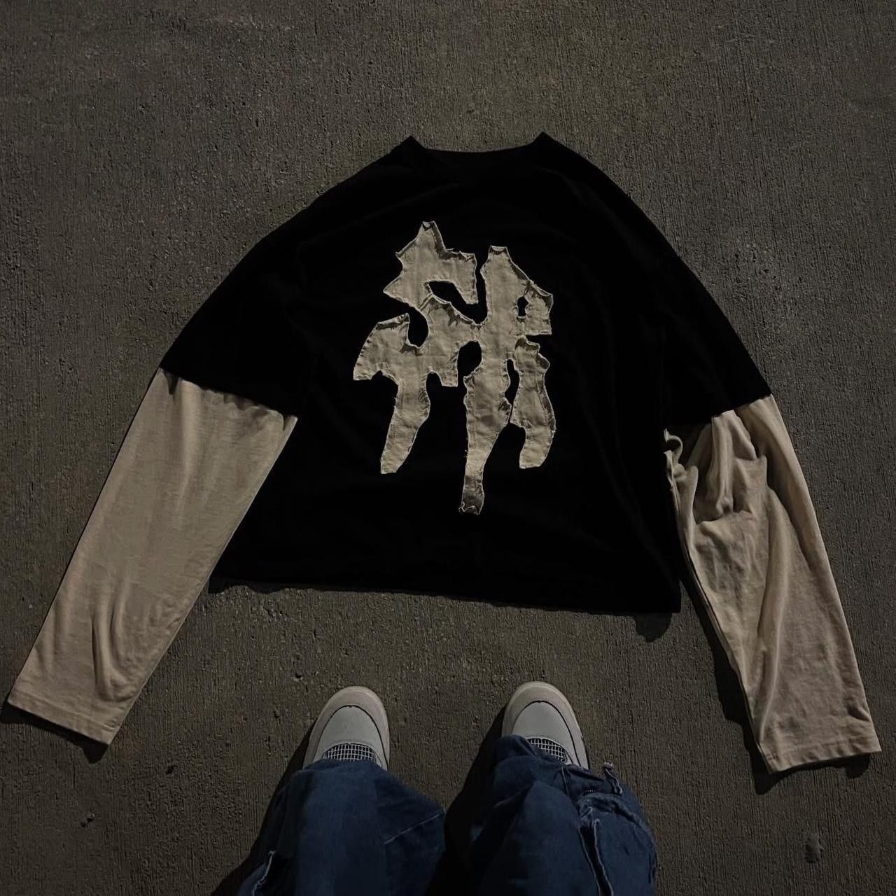 Other Black and cream cotton streetwear long sleeve Size US L / EU 52-54 / 3 - 4 Thumbnail