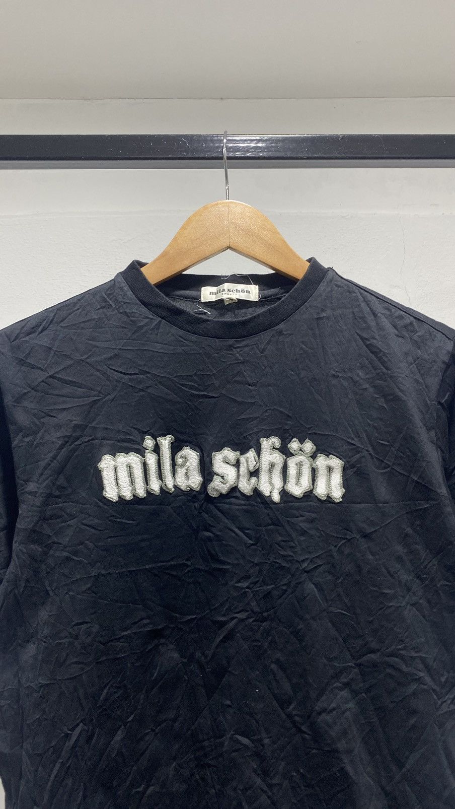 image of Mila Schon Script Spellout in Black, Men's (Size Small)