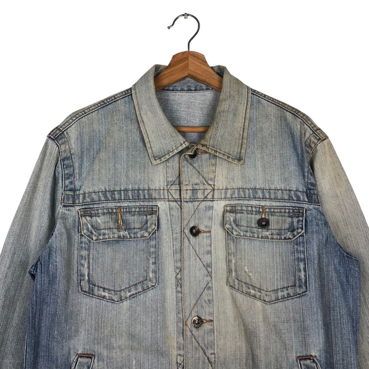 Japanese Brand 🔥Vtg Denim Biker Jacket Topvalu Issey Miyake Japan Size US L / EU 52-54 / 3 - 3 Thumbnail