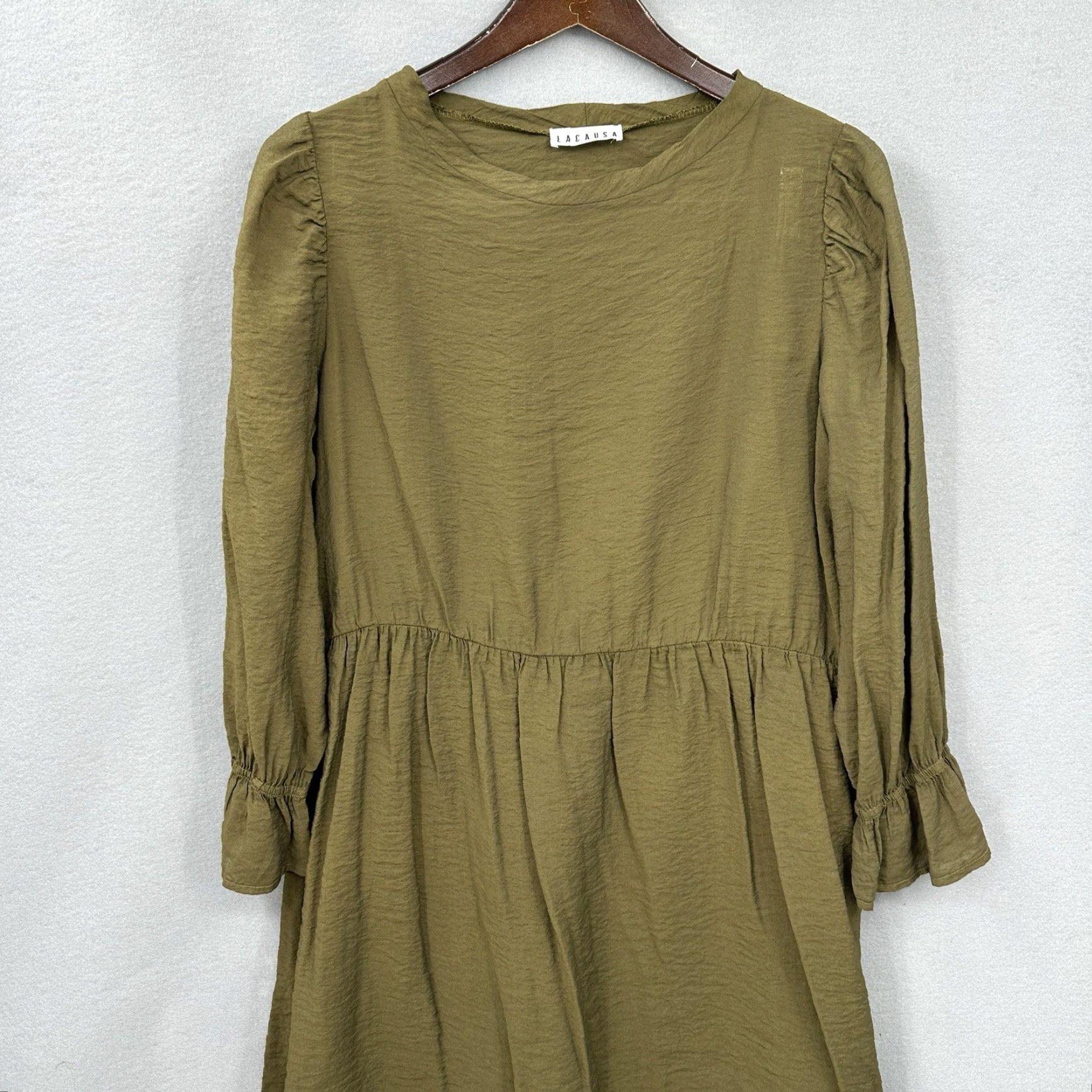 Anthropologie Lacausa Anthropologie Dress Womens M Green Mini Cottagecore Lagenlook Quiet READ Size M / US 6-8 / IT 42-44 - 2 Thumbnail