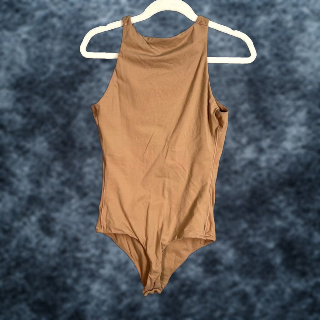 SKIMS Skims Bodysuit XS Tan High-Neck Sleeveless One Piece Womens Stretch Fabric Size XS / US 0-2 / IT 36-38 - 1 Thumbnail