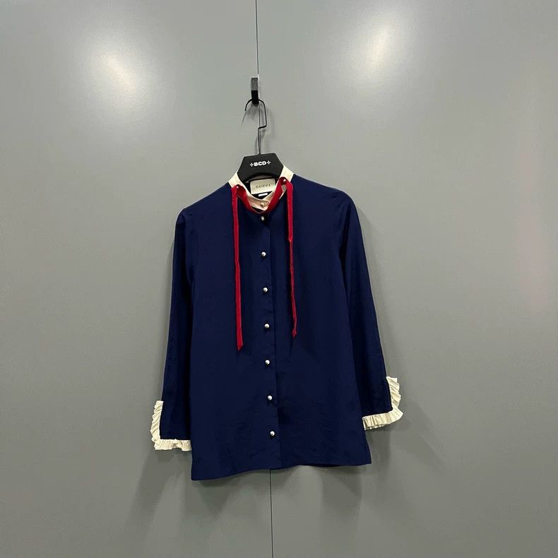 Gucci Gucci Dark blue lace lace shirt 2502-Nextarrow Size US XS / EU 42 / 0 - 1 Thumbnail