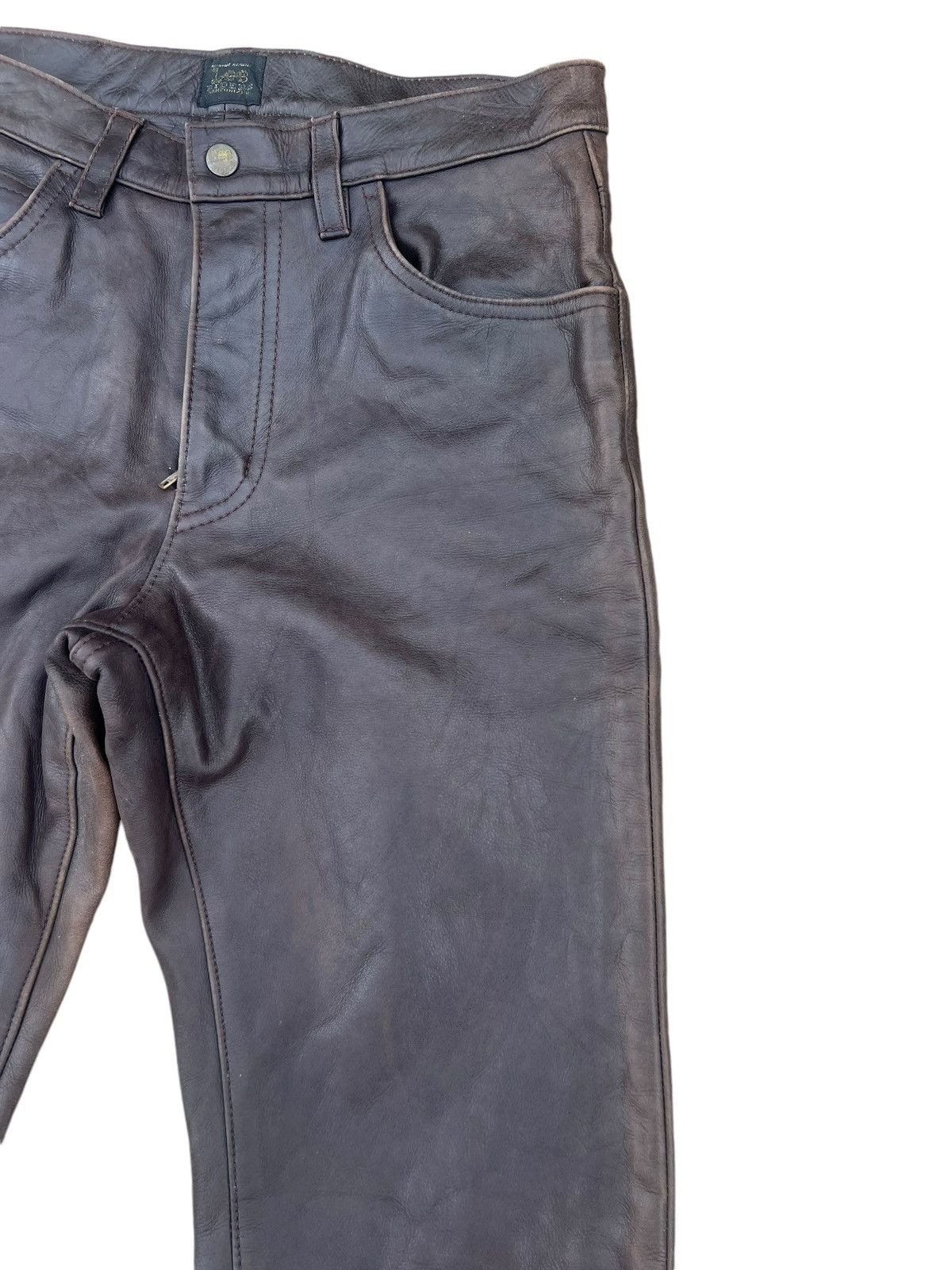 Genuine Leather Vintage Union Made Lee Riders Patina Cowhide Leather Jeans Size US 30 / EU 46 - 11 Thumbnail