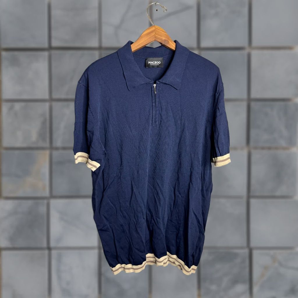 Maceoo Maceoo Polo Shirt Mens 2XL Blue Short Sleeve Zip Stretch Casual Size US XXL / EU 58 / 5 - 1 Thumbnail