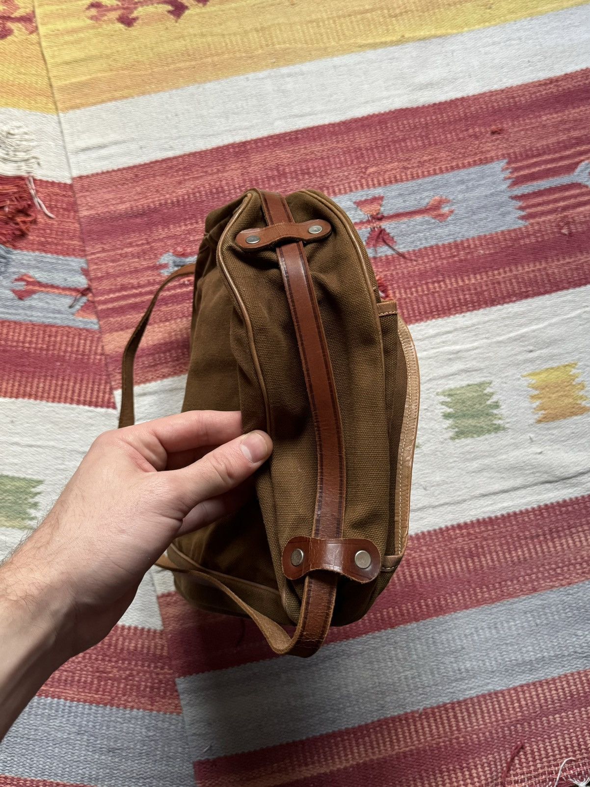 Vintage Vintage 60-70’s Brown Canvas Shoulder Bag Size ONE SIZE - 6 Thumbnail