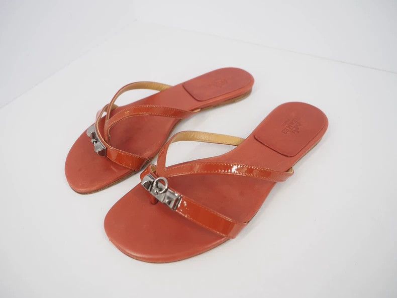 Hermes Hermes Red Leather Flip Flops - dmc Size US 5 / EU 37 - 1 Thumbnail