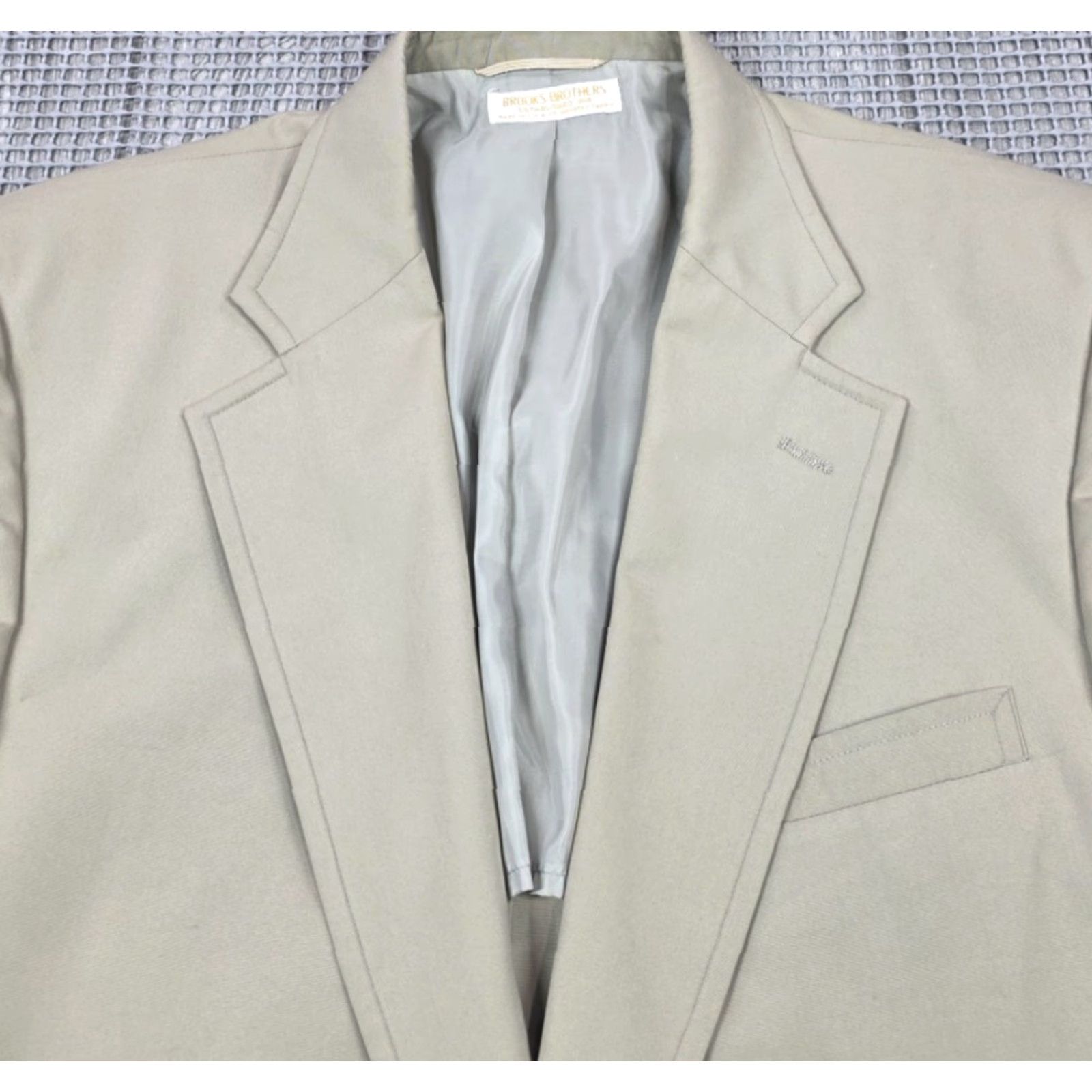Brooks Brothers VINTAGE Brooks Brothers Blazer Mens 44 Beige Washable Sport Coat Made USA 80s Size 44R - 4 Thumbnail