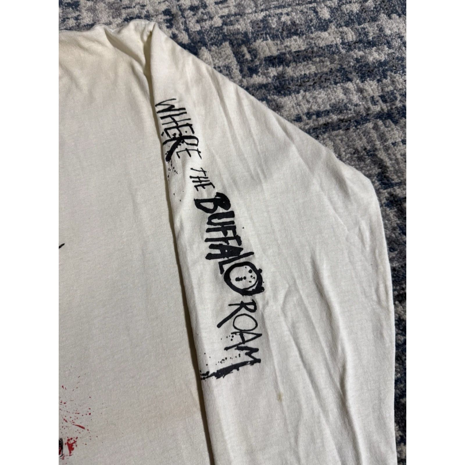 Vintage VINTAGE National 80s Where The Buffalo Roam T Shirt XL Men White Cotton Graphic Print Crew Neck Long Sleeve Logo Movie Band Art Womens? Size US XL / EU 56 / 4 - 2 Thumbnail