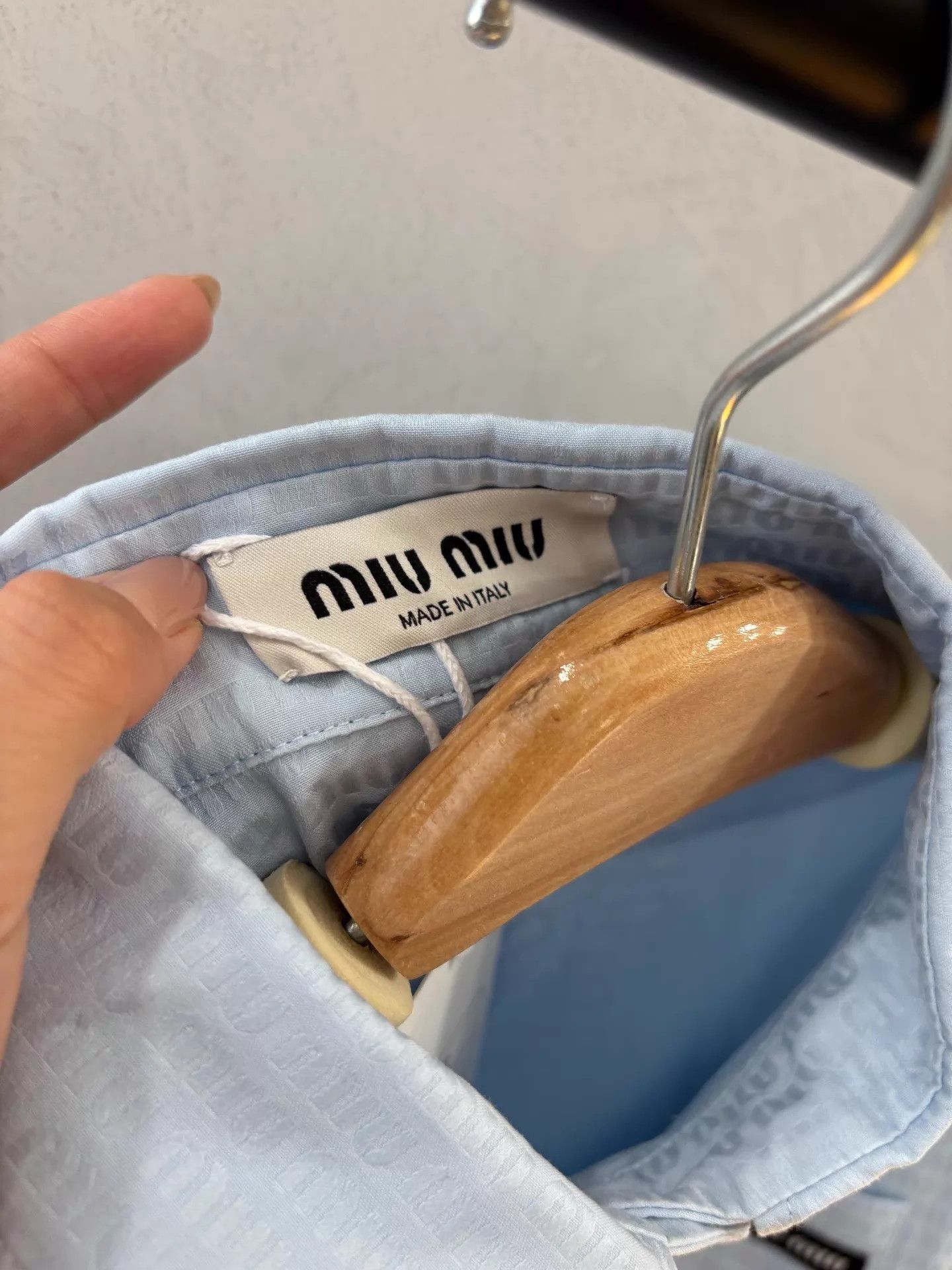 Miu Miu Miu Miu 23 Sky Blue All Over Logo Shirt Size XS / US 0-2 / IT 36-38 - 6 Thumbnail