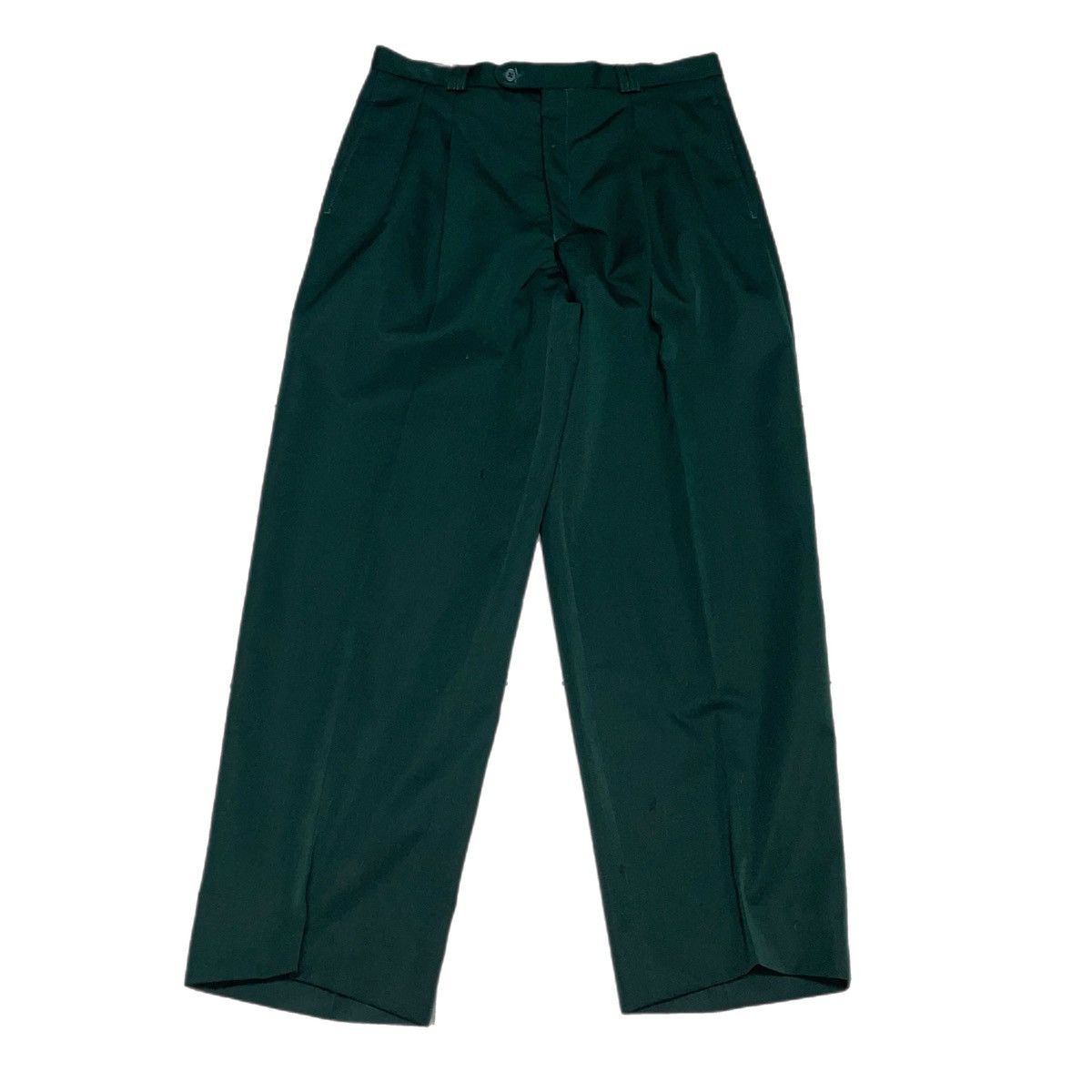 image of True Vintage Double Pleated Wool Trousers in Pine Green, Men's (Size 33)