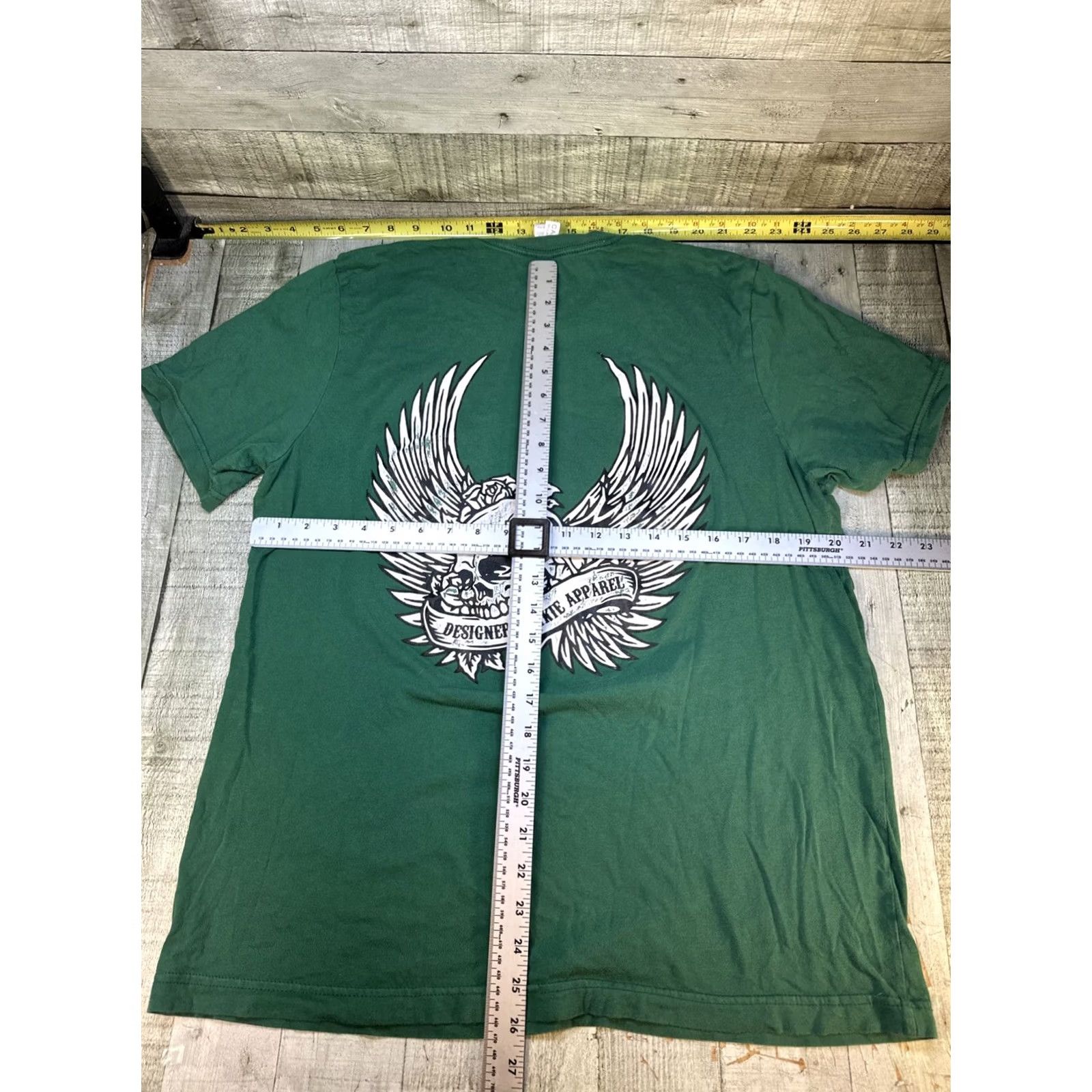 Vintage Designer Junkie Unisex T-Shirt Green Size Large Skull Angel Graphic Tee Cotton Bella + Canvas Casual Shirt Mens L Green Skull Angel Graphic Tee Size US L / EU 52-54 / 3 - 5 Thumbnail