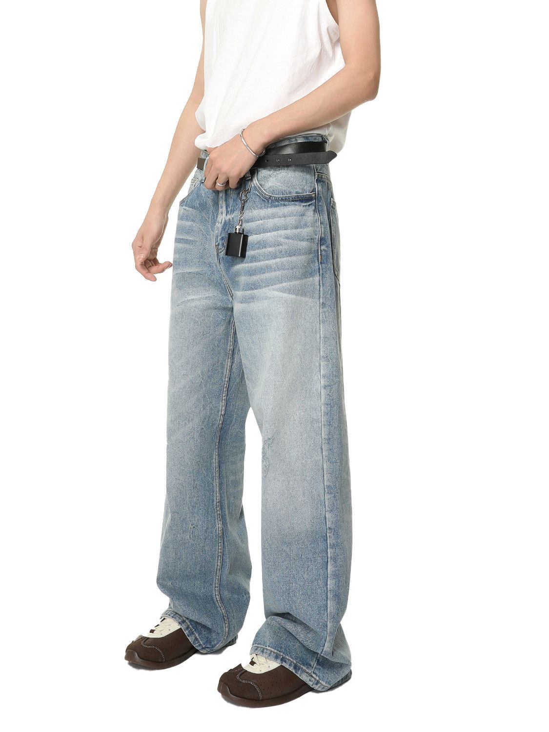 Japanese Brand Men's Japanese Retro Washed Straight Leg Loose Vibe Jeans Size US 32 / EU 48 - 2 Thumbnail