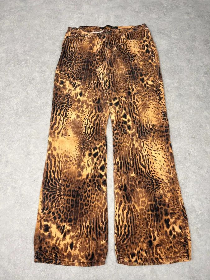 Roberto Cavalli 2000s Cavalli Leopard Hallucination Black & Beige Pants Size US 32 / EU 48 - 5 Thumbnail