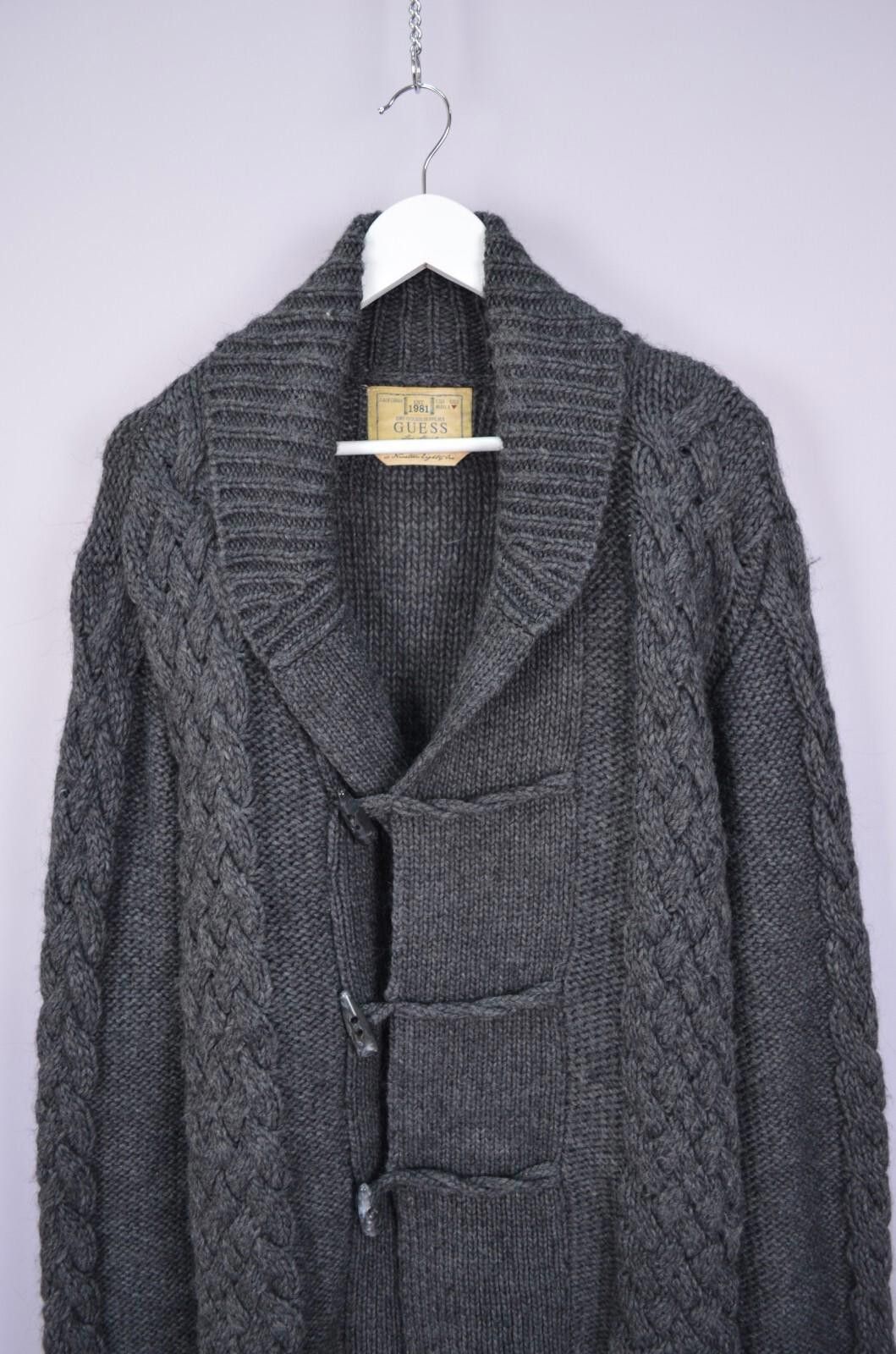 Guess GUESS Grey Acrylic Wool Alpaca Blend Cable Knit Cardigan L Size US L / EU 52-54 / 3 - 2 Thumbnail