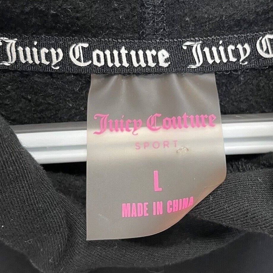 Juicy Couture Juicy Couture Sport | Black Embossed Logo Spellout Hoodie Size L / US 10 / IT 46 - 4 Thumbnail