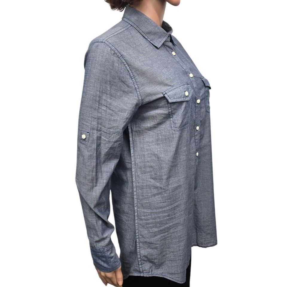 J.Crew J. Crew Chambray Popover Tunic Shirt M Long Sleeve Roll tab Size M / US 6-8 / IT 42-44 - 8 Thumbnail