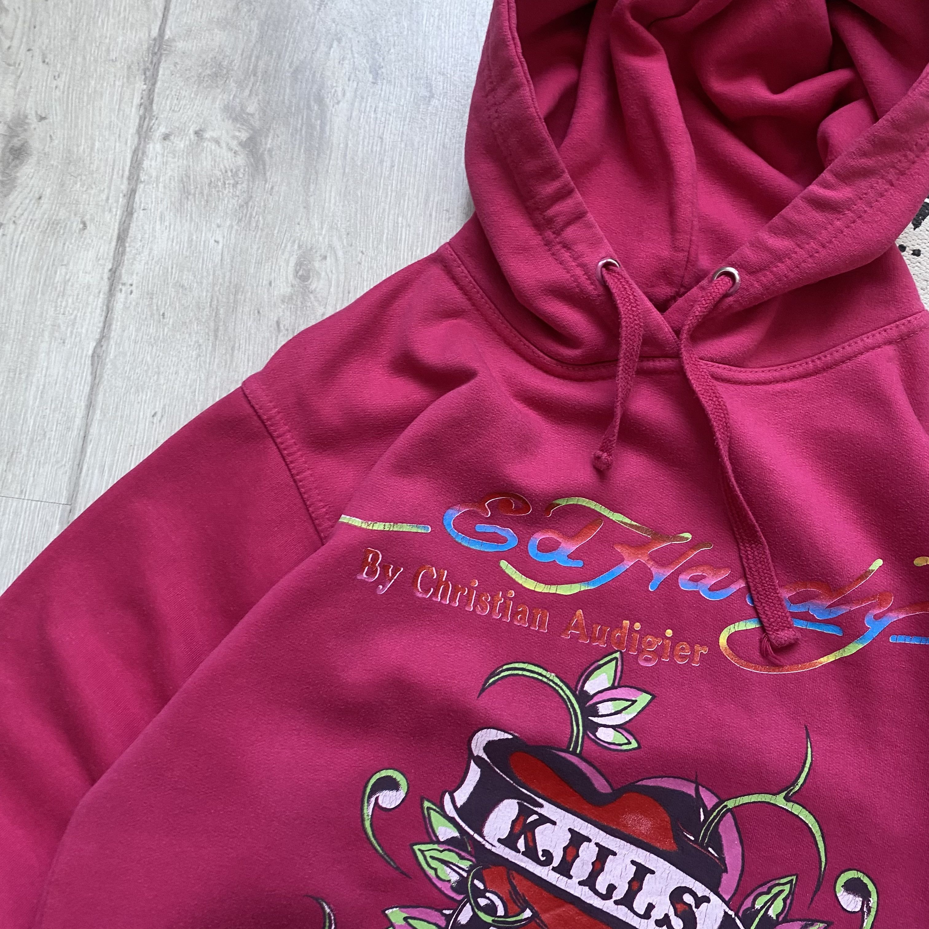 Ed Hardy ❤️ Y2K Vintage 2000s Ed Hardy hoodie pink big logo Size US S / EU 44-46 / 1 - 6 Thumbnail
