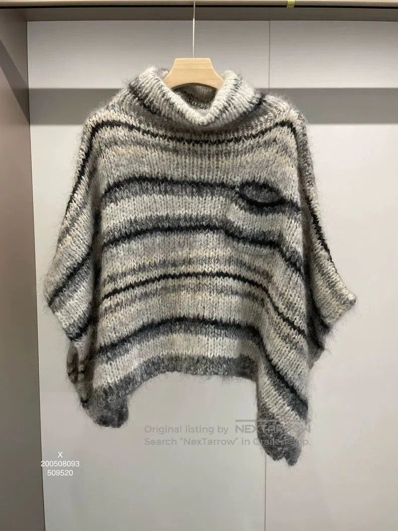 Brunello Cucinelli Brunello Cucinelli Gray Striped Turtleneck Sweater. Size US M / EU 48-50 / 2 - 1 Thumbnail