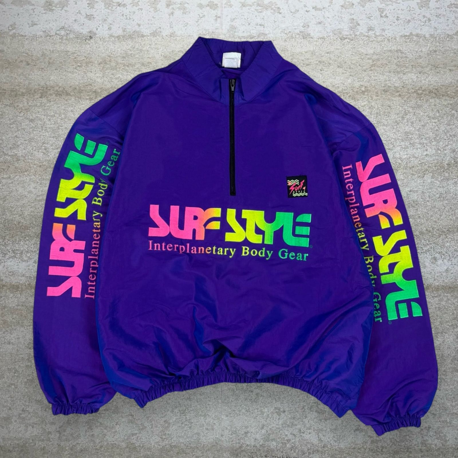 Vintage 90s Surf Style Windbreaker Jacket Purple Polyester