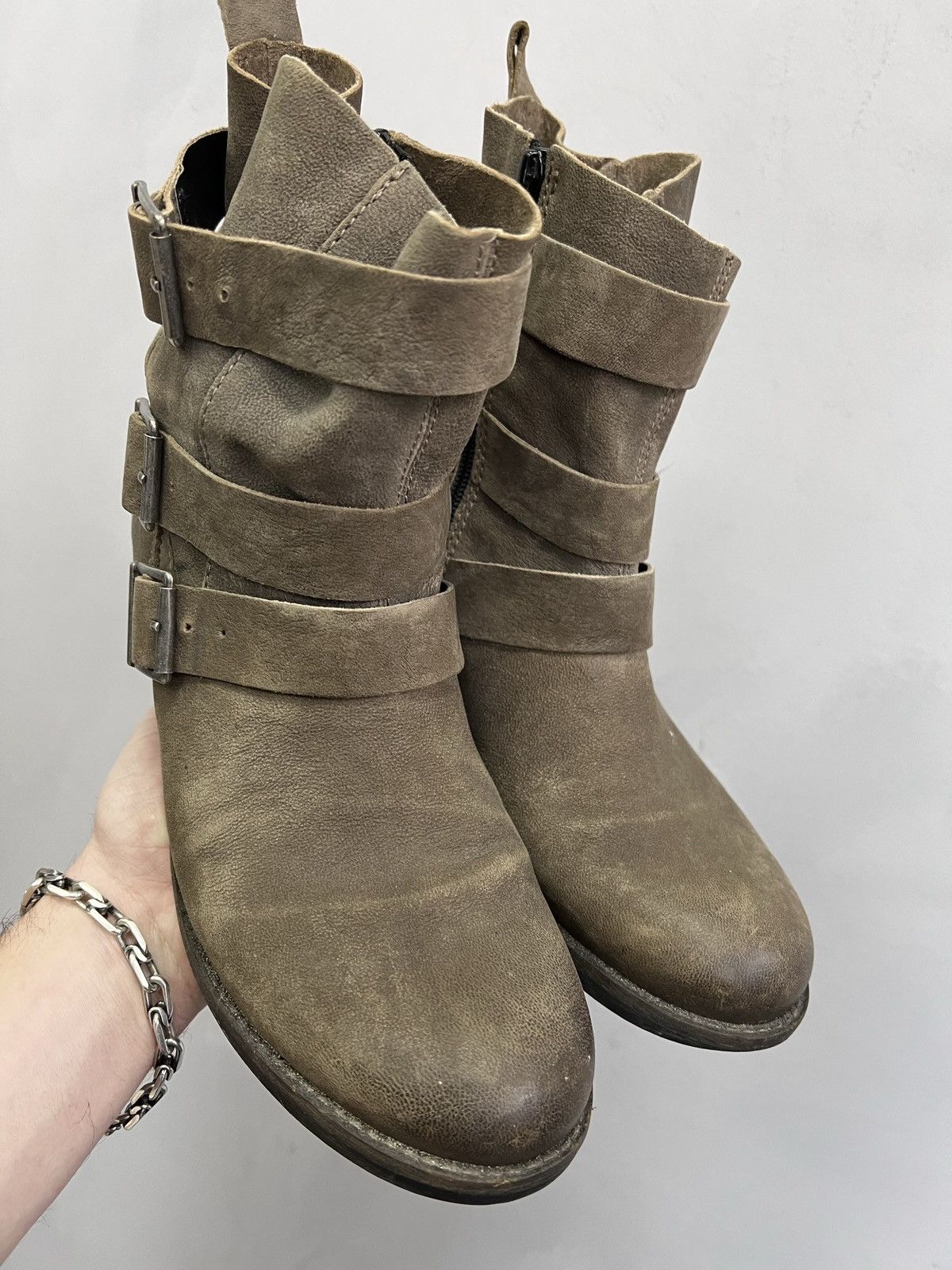 Designer × Vintage VINTAGE BELTED 90s leather avant garde boots y2k rare Size US 7.5 / EU 40-41 - 3 Thumbnail